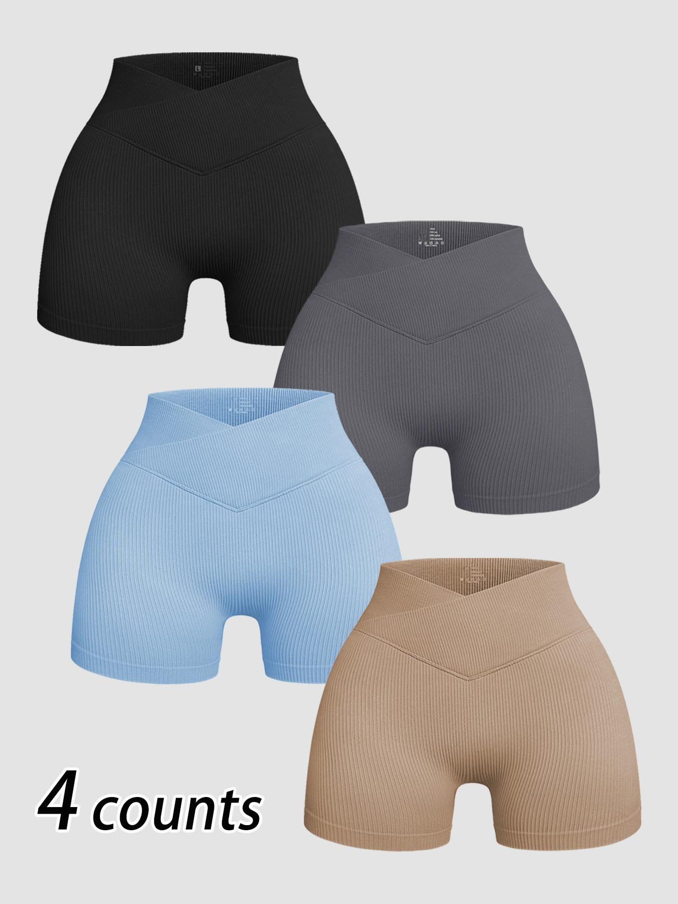 Women's Solid High Waist Ribbed Sports Gym Shorts, Summer Clothes Women Breathable Comfortable Textured High Stretch Seamless Short Leggings, Ladies Sportswear, Gym Clothing