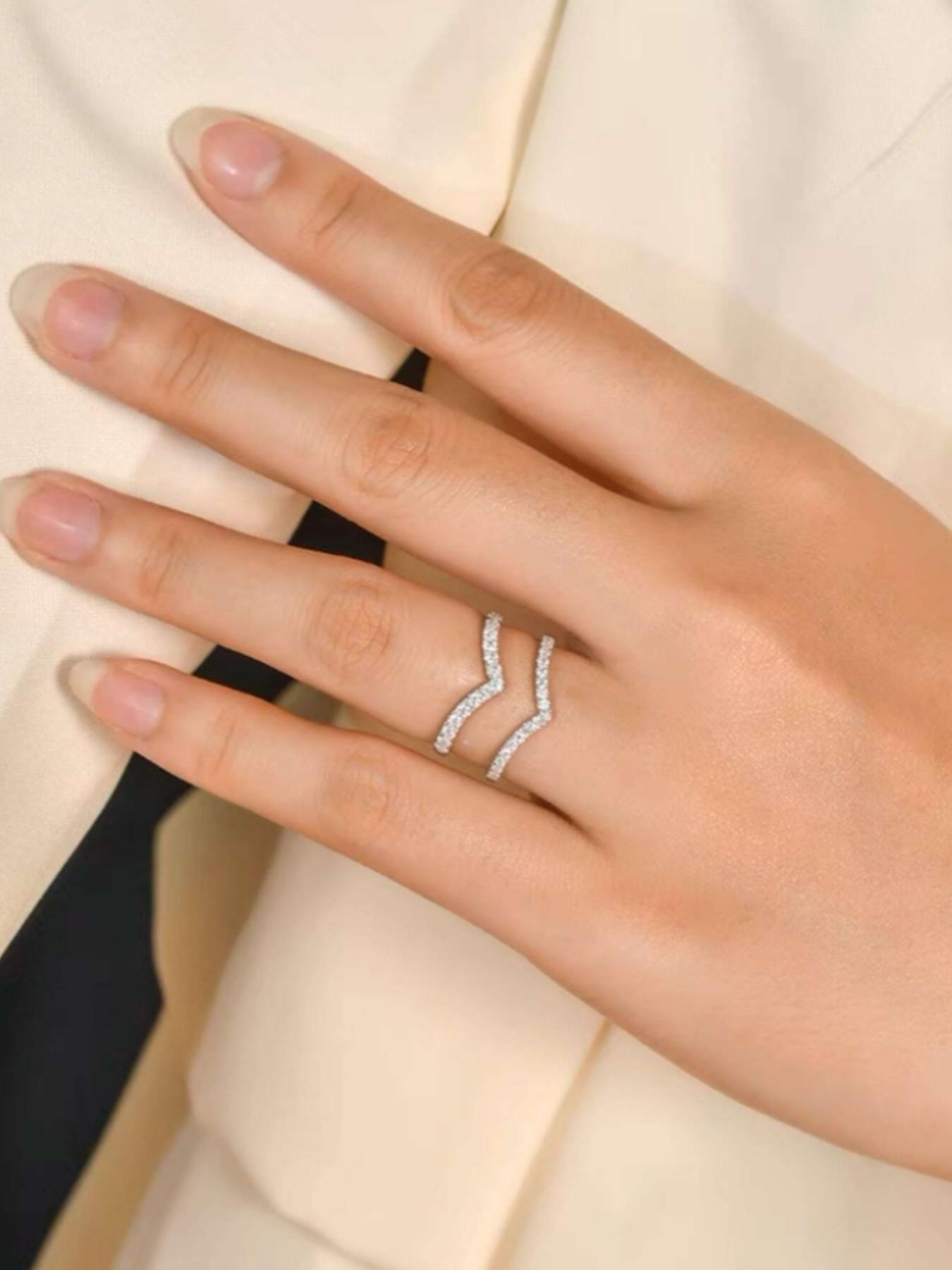 S925 Sterling Silver Women's Elegant Artificial Zircon Inlaid Ring, Exquisite Trendy Ring, Fashionable Jewelry Accessories for Women As Engagement Ring, Wedding Rings