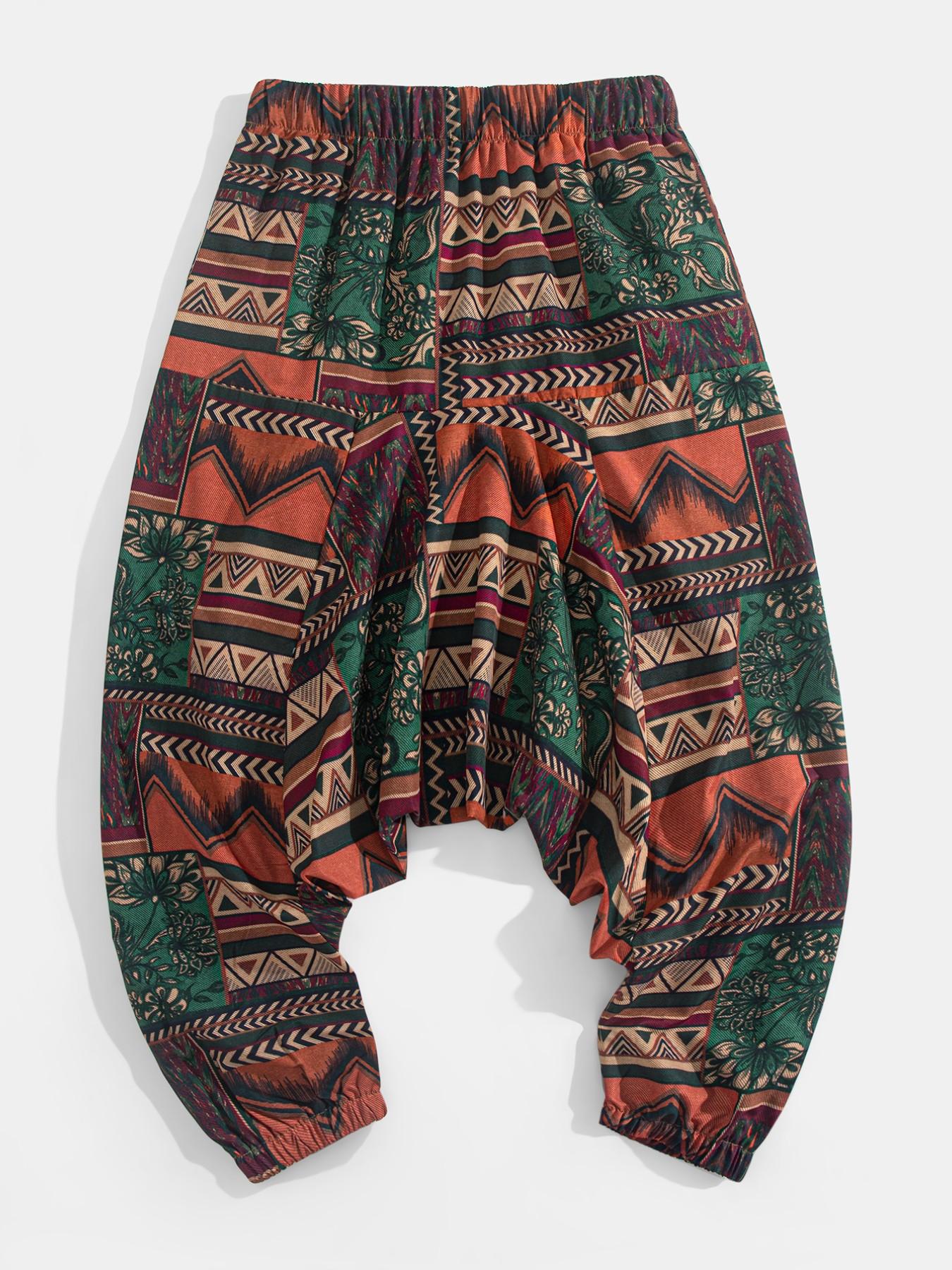 Men's Aztec Print Harem Pants, Elastic Waist Baggy Casual Trousers, Ideal for Beach Vacation, Streetwear & Yoga, Bohemian Boho everyday wear lightweight on trend bottoms bodycon street style Men's Aztec Print Harem Pants, Elastic Waist Baggy Casual Trousers, Ideal for Beach Vacation, Streetwear & Yoga, Bohemian Boho everyday wear lightweight on trend bottoms bodycon street style
