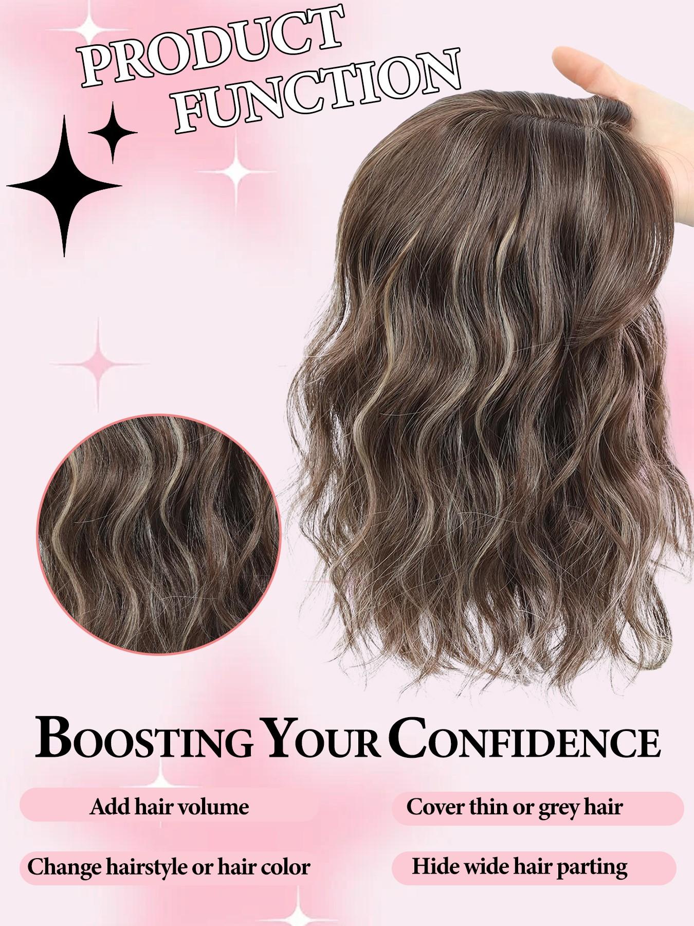 12 Inch Short Light Synthetic Hair Topper, Lightweight Breathable Base, Natural Fluffy Volume, Complete Scalp Coverage for Women, Synthetic Wigs, Curly Wig