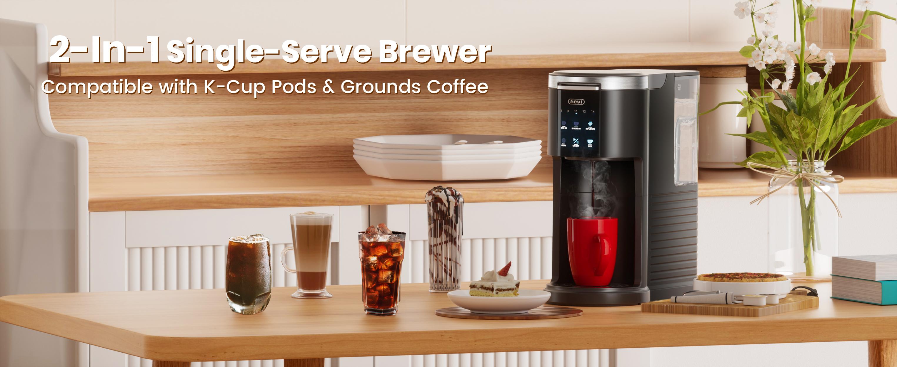 【Springtok】Gevi EzPod Single Serve Coffee Maker – Compact & Portable, Compatible with Pods & Ground Coffee, 40 oz Reservoir, Iced Coffee Maker, Black 【Springtok】Gevi EzPod Single Serve Coffee Maker – Compact & Portable, Compatible with Pods & Ground Coffee, 40 oz Reservoir, Iced Coffee Maker, Black
