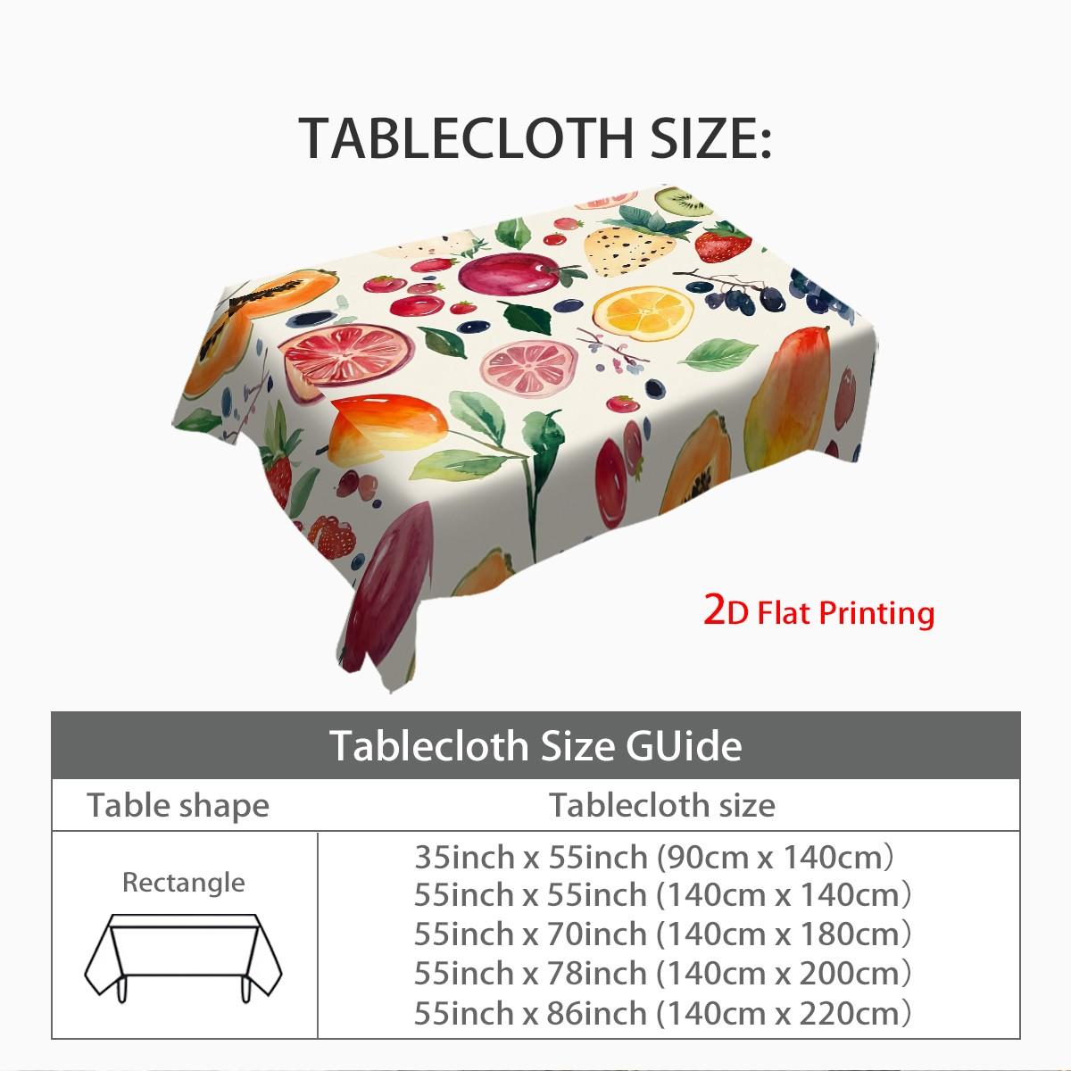 Vibrant Fruit Print Tablecloth, Rectangular Table Cover for Dining & Kitchen, Decorative Cloth with Assorted Fruits Design, Easter Theme