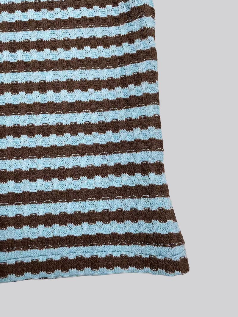 Women's Casual Striped Long Sleeve Top + Shorts Set, 2 Piece, Comfortable and Stylish, Perfect for Daily Wear