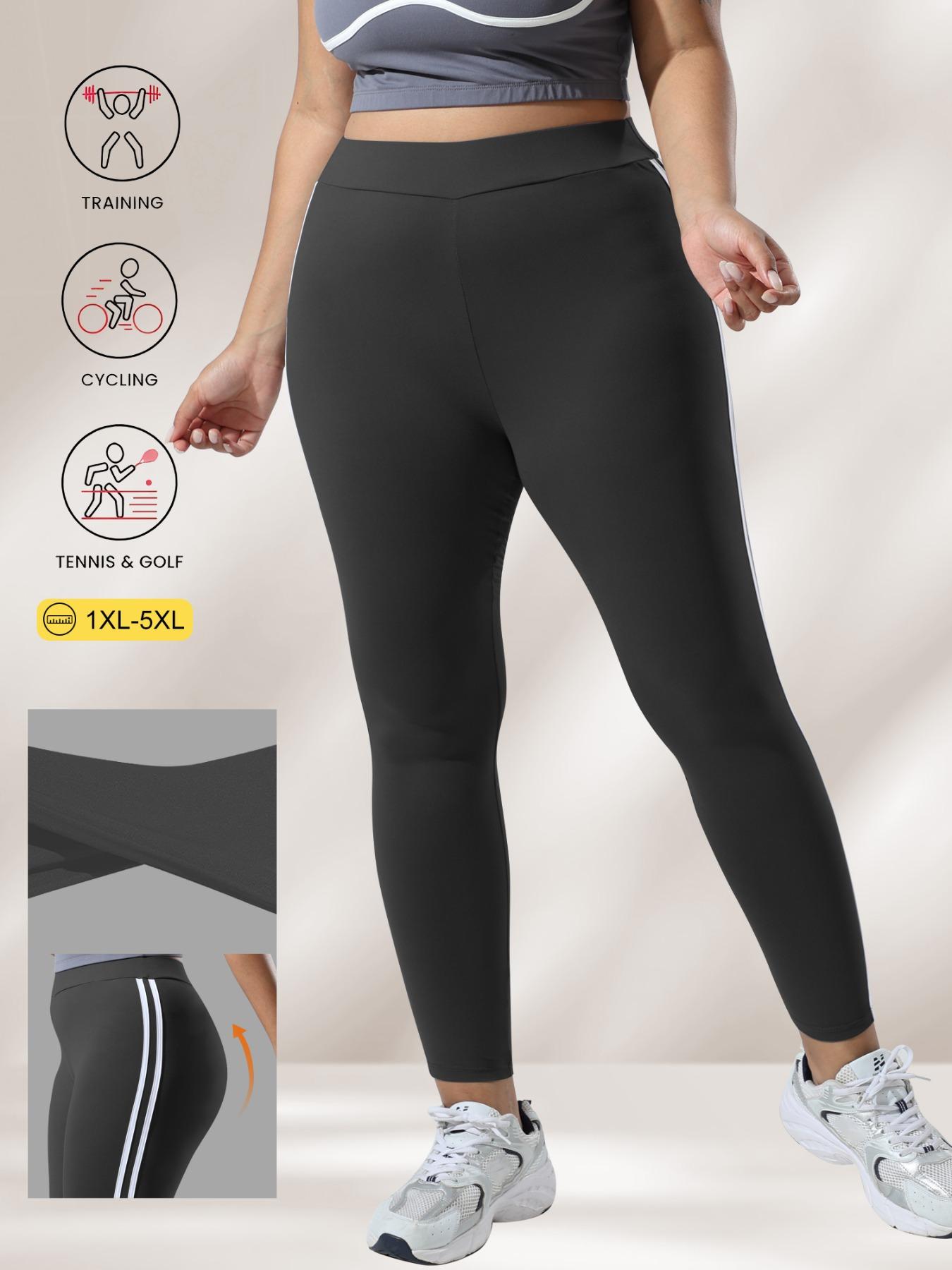 Women's Plus Size High Waist Skinny Pants, High Stretch Bottoms, Stretchy Soft Fabric, Side Stripes Design, Casual Fashion Essential for Daily Wear