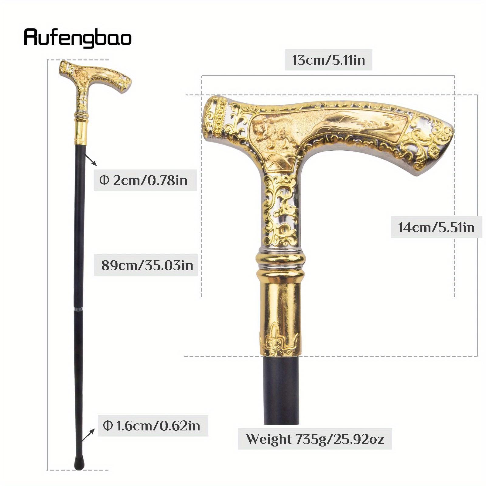 Golden White Luxury Bear Handle Walking Cane Fashion Decorative Walking Stick Gentleman Elegant Cosplay Cane Knob Crosier 90cm