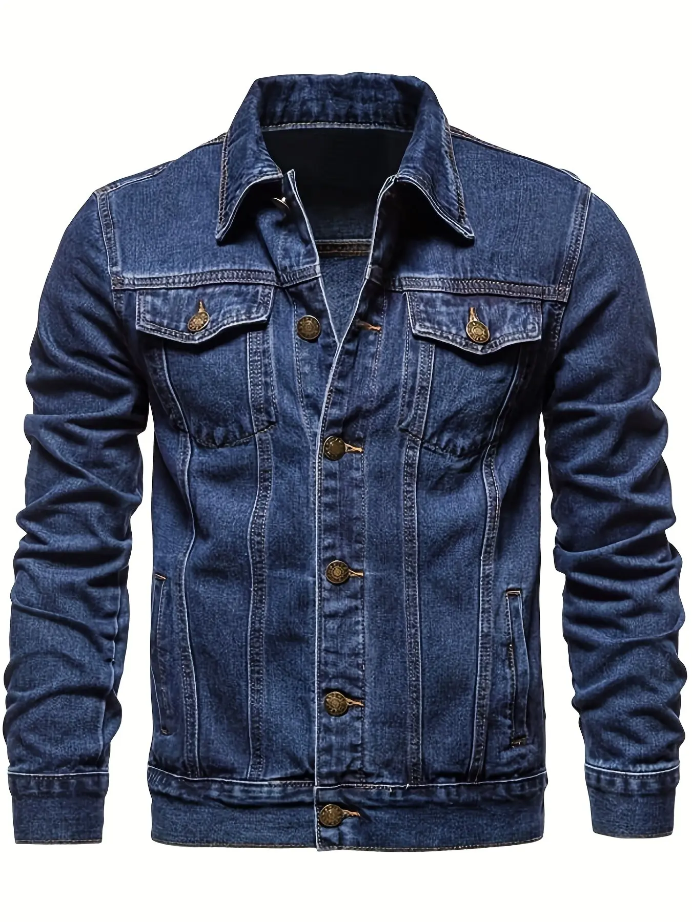 Men's Casual Washed Denim Jacket, Stylish and Comfortable Outerwear, Perfect for Daily Wear, Trendy Men's Fashion Item