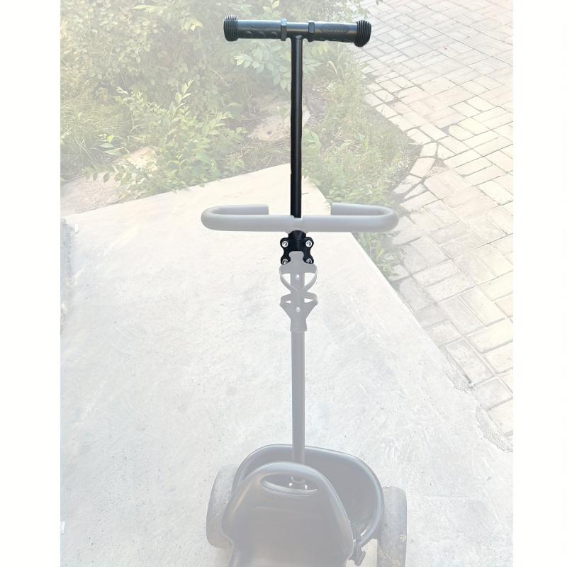 Universal Round Cart Handle - Ergonomic adjustable height replacement cart handle, durable metal construction with secure clamp installation, black handle suitable for campers, bicycles, lawn mowers, and gardening tools, round cart handle replacement part