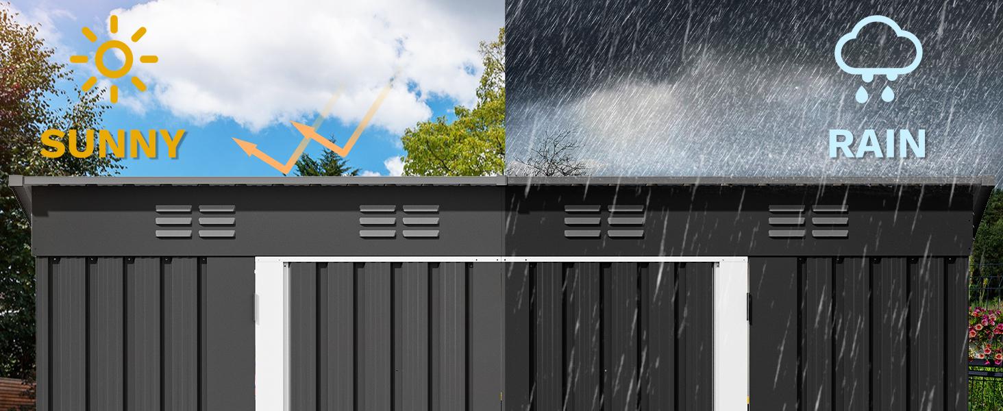 Yitahome 9.1x4.2ft Metal Outdoor Storage Shed with Window, Lockable Tool Storage Sheds, Oversized Steel Garden Sheds with Sloped Roof for Backyard, Patio, Garage, Lawn, Dark Gray