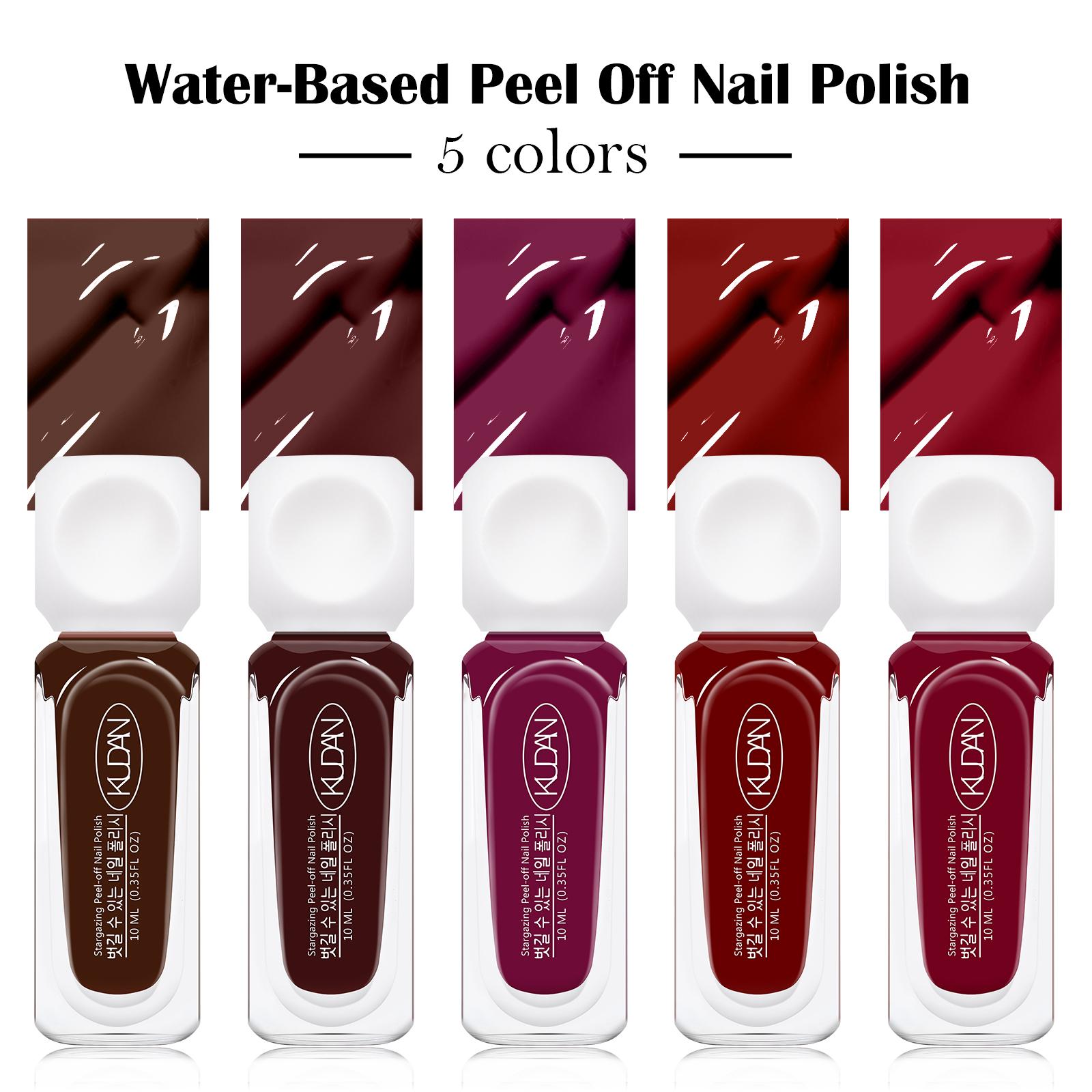 Quick Drying Nail Polish Set, 5Count/Set New Trendy Nail Polish Varnish, Alcohol-free|Odorless|No-bake|Water-Based|Peel-off|Easy-to-Apply|Multicolor, Suitable for Daily Nails & Festival Nails,Nail Art Supplies for Women & Girls, Nail Manicure