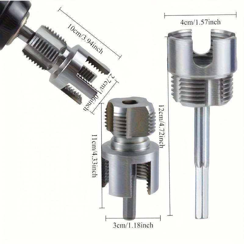 3-Piece Heavy-Duty Alloy Pipe Threading Tool Set - 1/2", 3/4", 1" Internal/External Threads, Electric Drill Compatible PVC/Plastic Pipe Threading Tool, Suitable for DIY and Professional Plumbing Installations (Compatible with PPR, MPP Pipes)Summervibes 3-Piece Heavy-Duty Alloy Pipe Threading Tool Set - 1/2", 3/4", 1" Internal/External Threads, Electric Drill Compatible PVC/Plastic Pipe Threading Tool, Suitable for DIY and Professional Plumbing Installations (Compatible with PPR, MPP Pipes)Summervibes