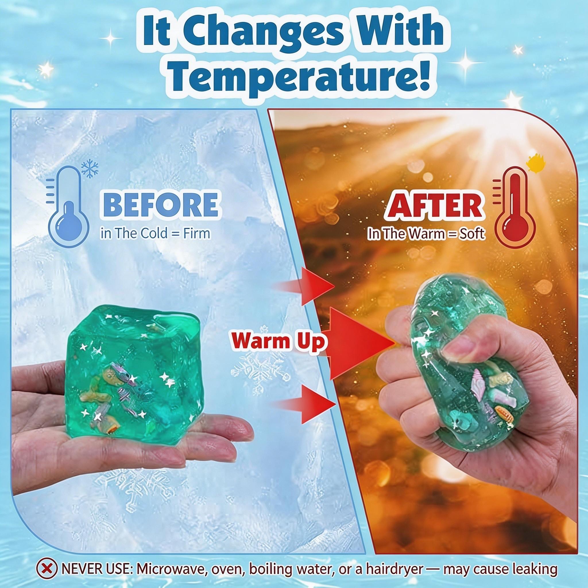 Large Jelly Ice Cube Squishy Toy, Temperature-Sensitive Soft Hard Stress Relief, Office Fidget, Student Pressure Release, 1pc