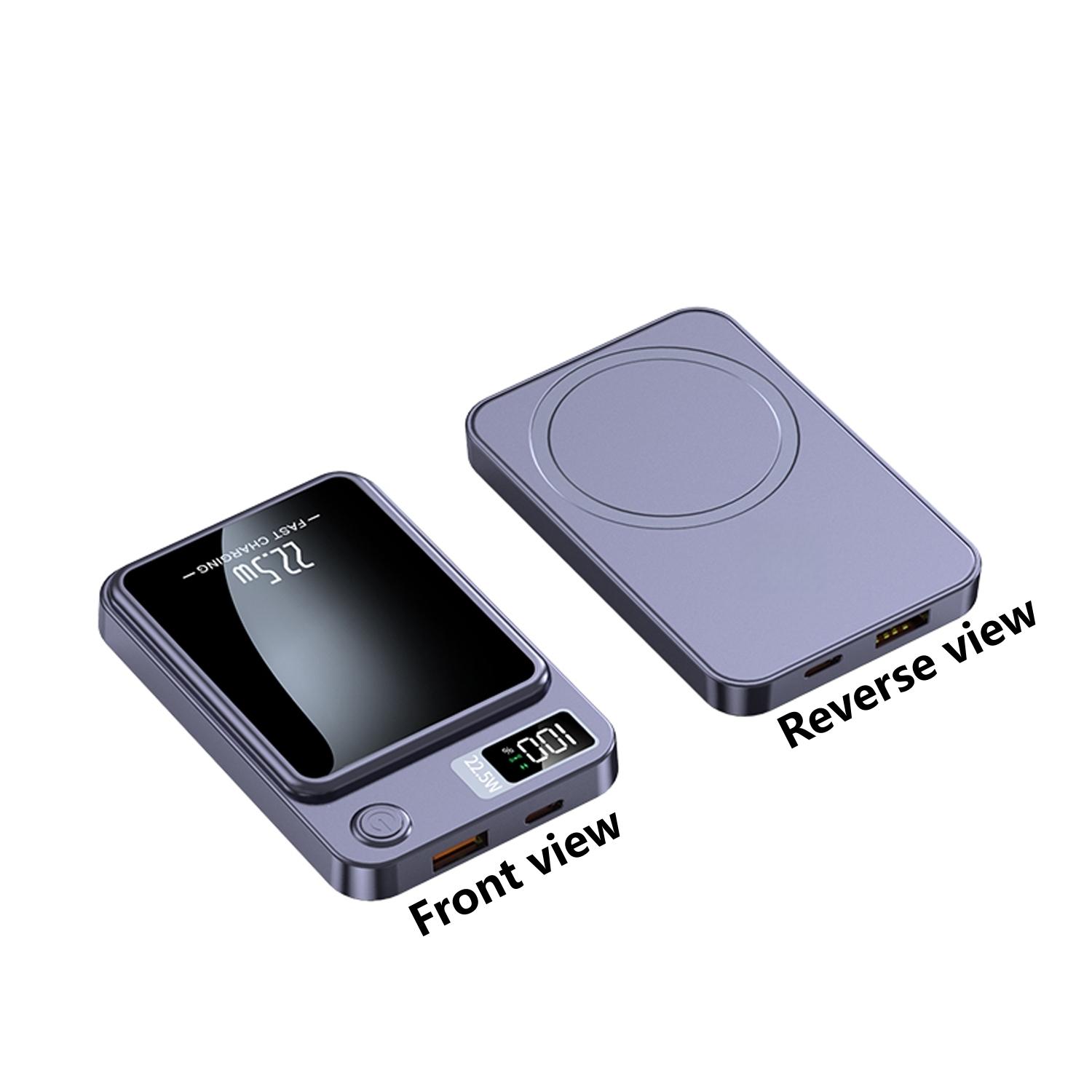 SIFOX Ultra-thin Magnetic Wireless Charging Battery 22.5W Ultra-fast Charging + 15W Magnetic Wireless Charging Type-C + USB Dual Output LED Digital Display 5000mAh Portable Power Bank for iPhone and Android Devices
