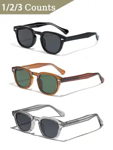 Caterside 1/2 Counts Retro Small Frame Sunglasses, Unisex Fashion PC+CP Temple, Round Frame, Casual Style, All Seasons, Outdoor, Travel, Driving, Beach, Streetwear
