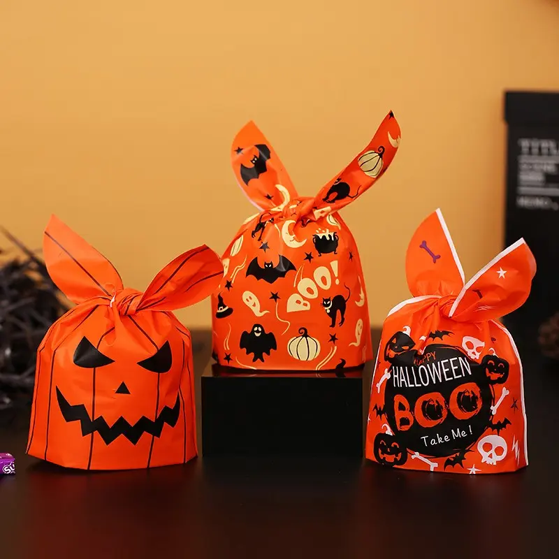 50 Pcs Plastic Bunny Ear Gift Bags, Halloween Party Favors, Easter & Spring Decor, Birthday Candy Bags, Christmas Decoration