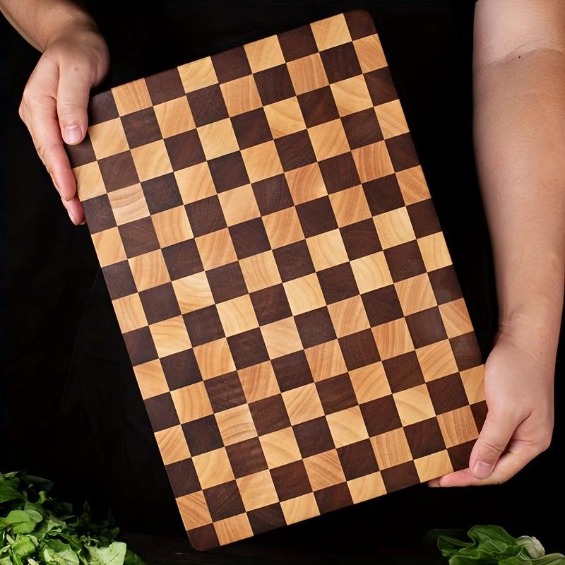 PABHAN 1 Heavy-Duty Checkered Dinner Plate Cutting Board, Square Cold Cut Board and Cheese Tray, Butcher's Cutting Board—perfect for cheese, meat, vegetables, and appetizers; ideal for parties and home kitchens