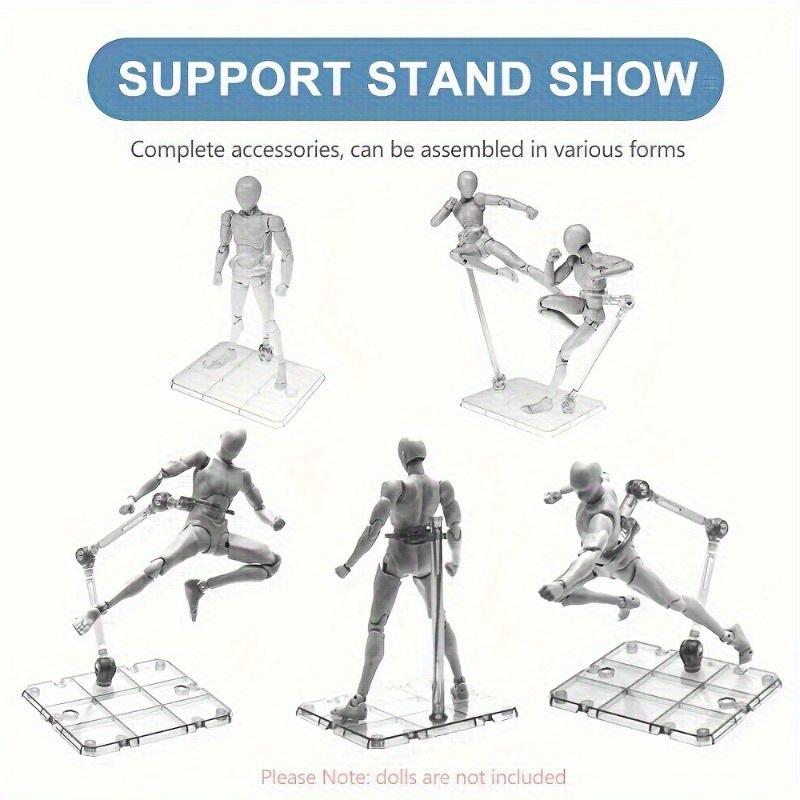 Action Figure Stand, Assembly Action Figure Display Holder Base Doll Model Support Stand Compatible with HG RG SD SHF Gundam 1/144 Toy Clear, with Screwdriver