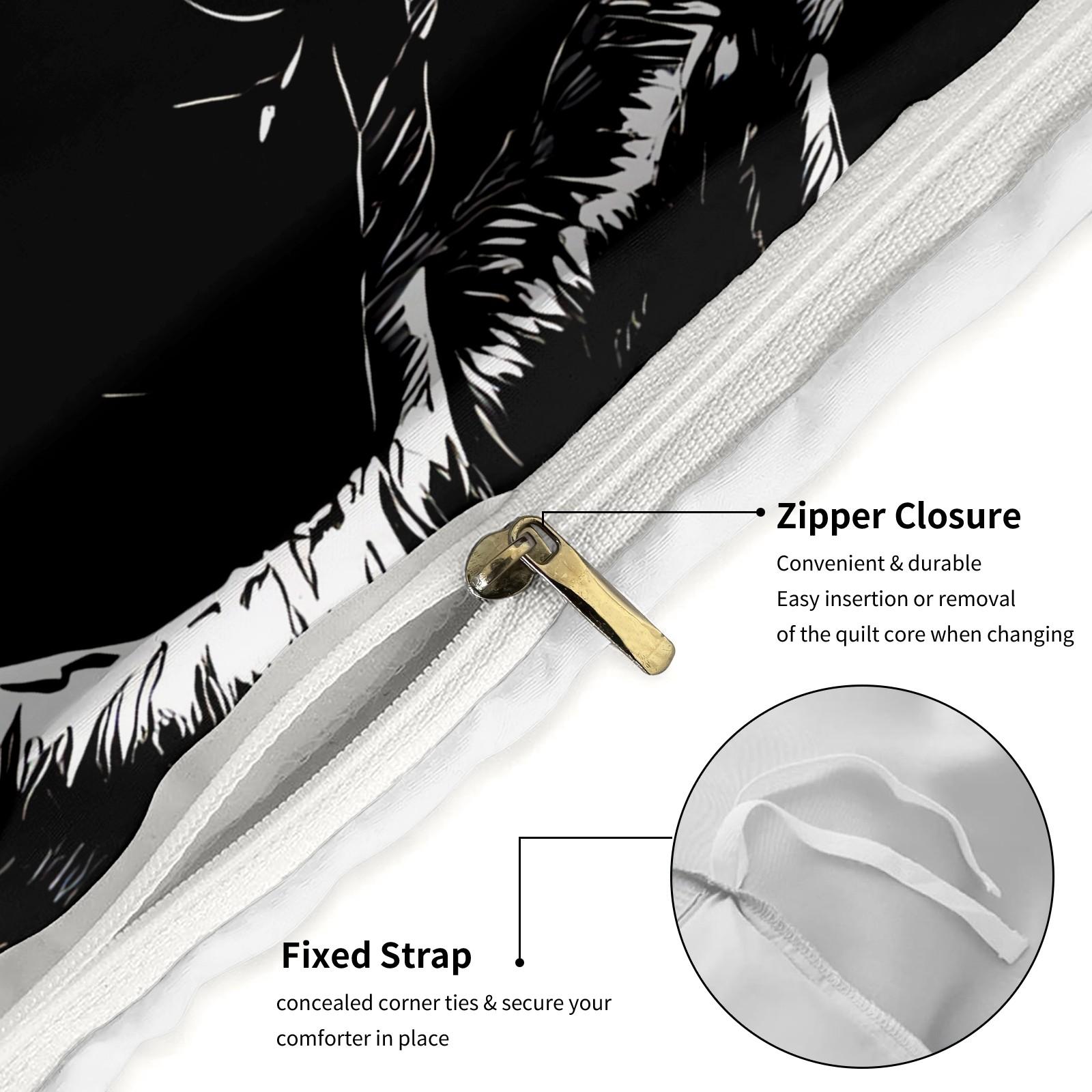 Black White Horror Skull Decorative Duvet Cover Set 3 Pieces No Filler, 1 Duvet Cover + 1-2 Coreless Pillowcases, Vintage Twisted Root Skeleton Print, Breathable Soft Comfy Dark Gothic Bedroom Bedding