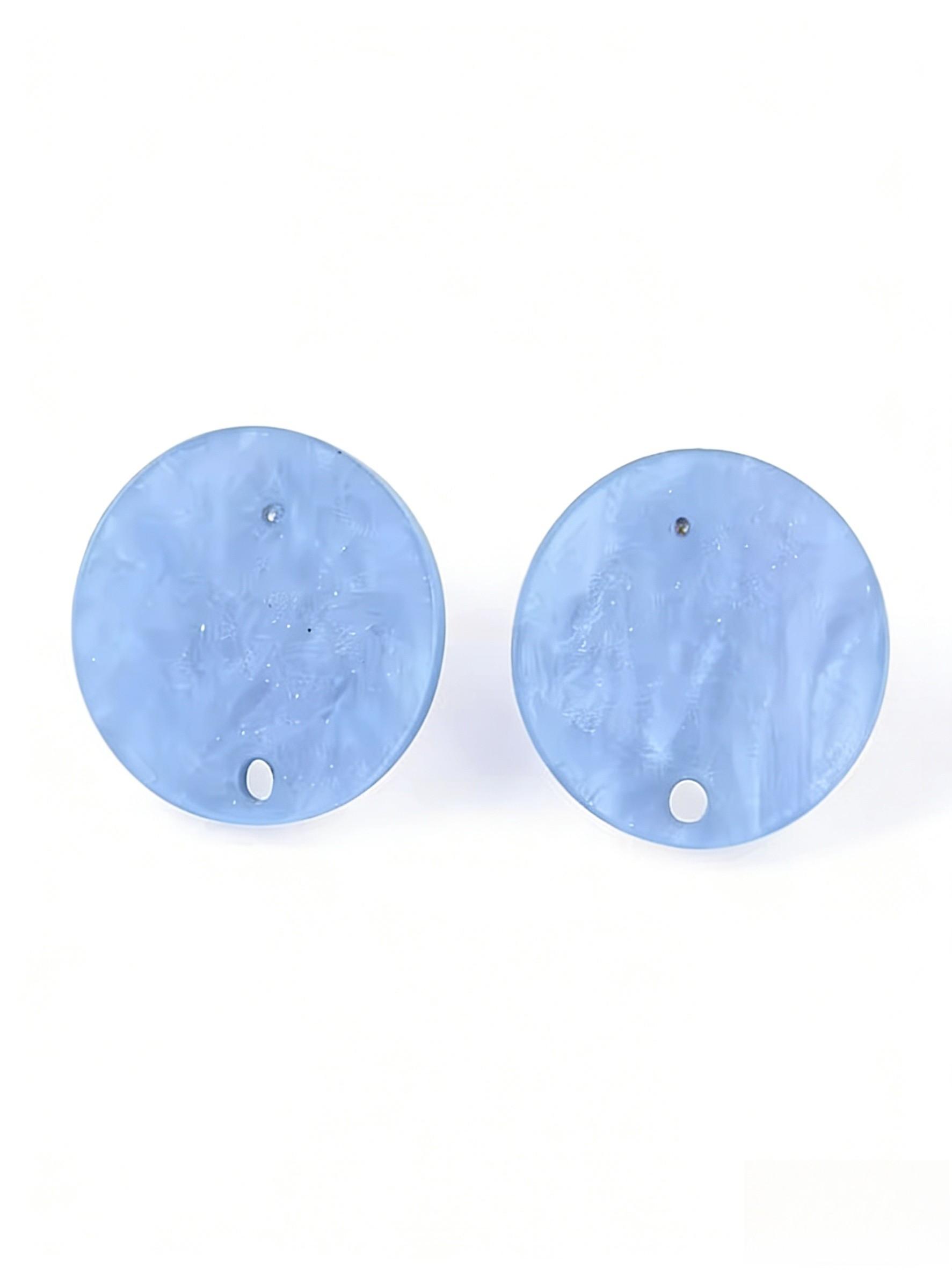 16pcs Luxury Acrylic Earrings DIY Kit, Round Pearl Effect Mixed Colors, Includes Plastic Spiral Caps, Stainless Steel Studs, Perfect Gift