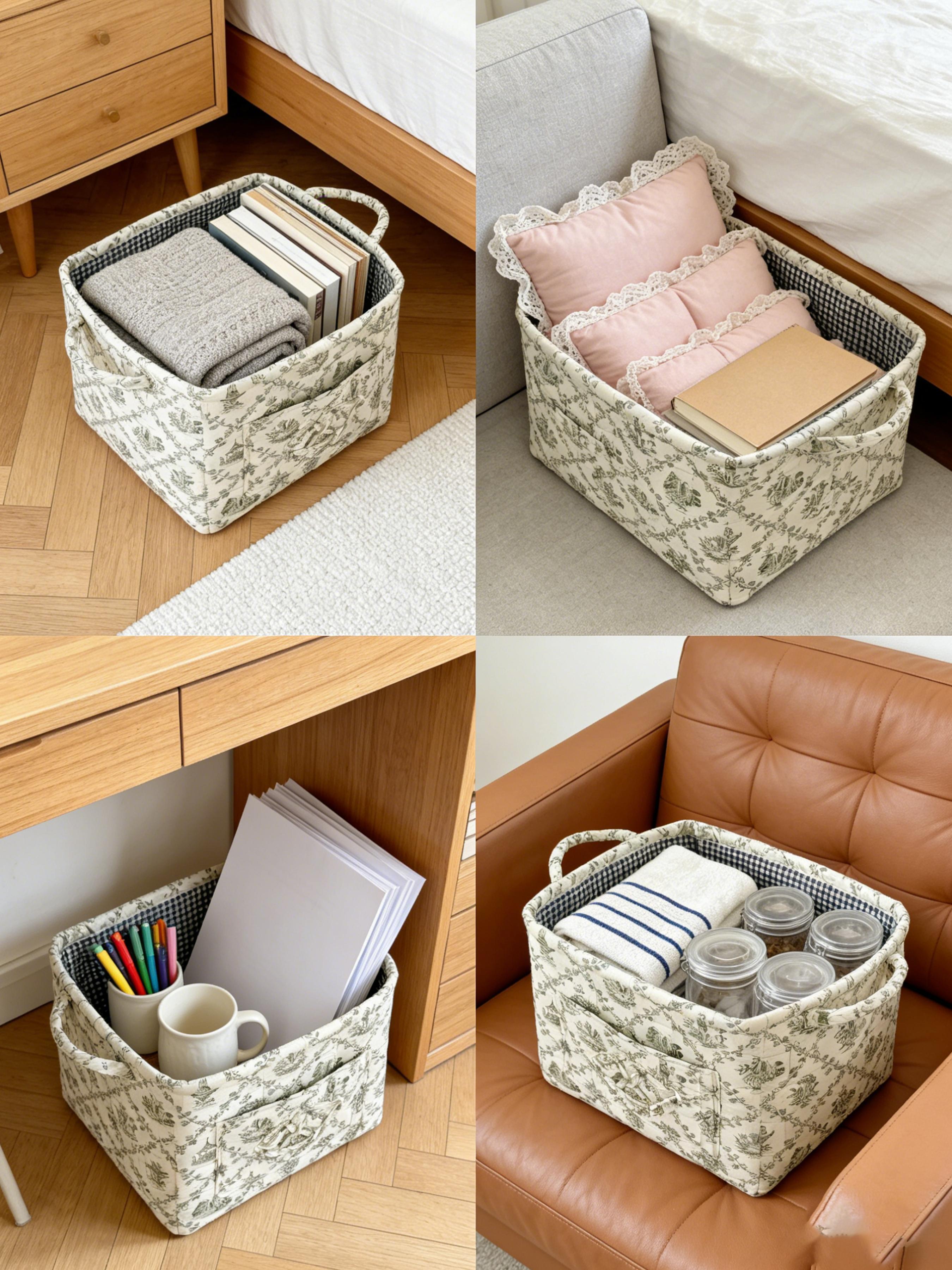 Elegant Home Storage Bag OrganizerMultipurpose Foldable Basket for Clutter Organization,Perfect for Living Room & Bedroom Use, Carrying Caddy, Portable Storage Basket