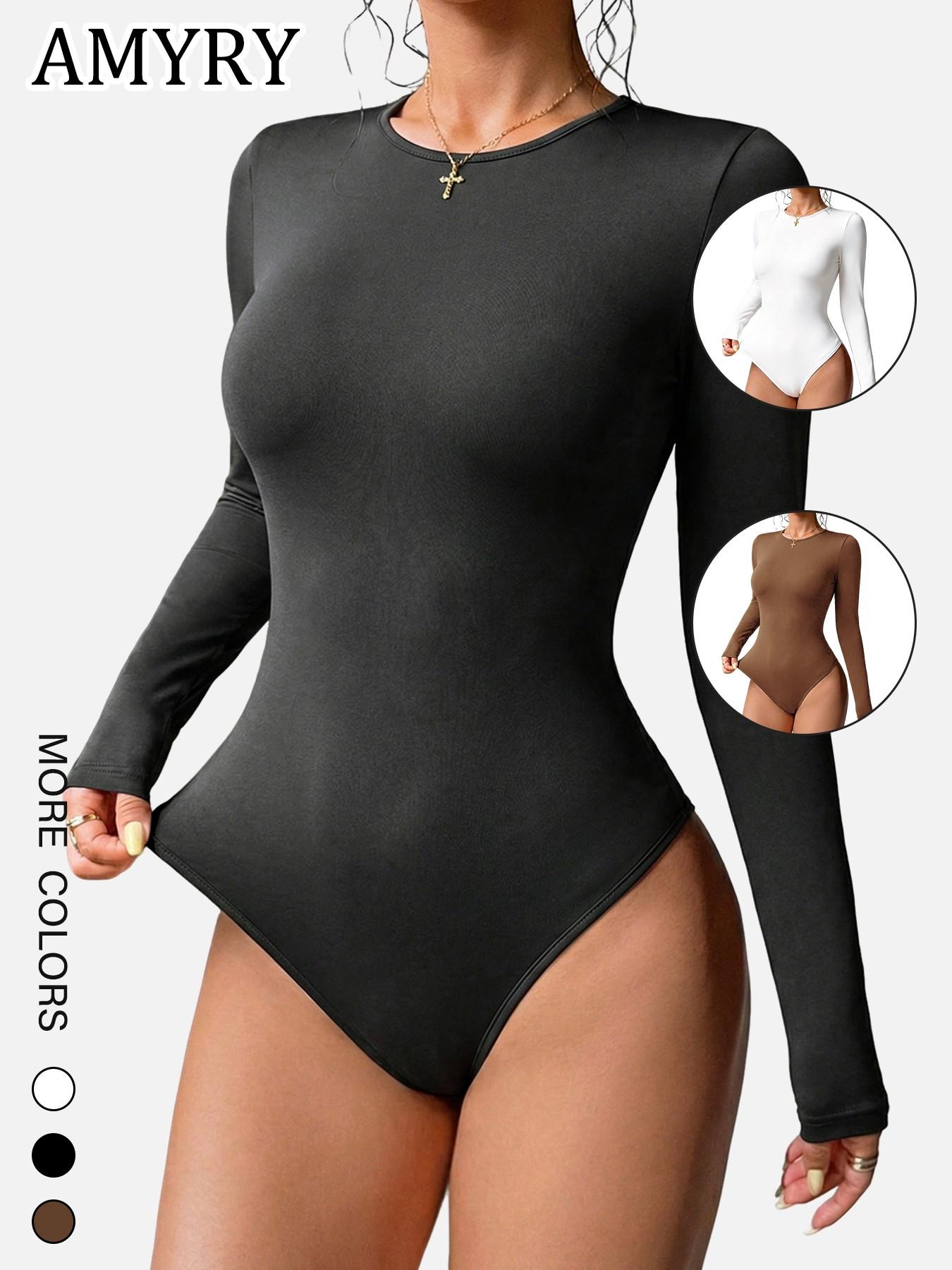 Women's Spring & Fall 2026 New Classic Loose Fit Inner Layer Top, Long Sleeve One-Piece Casual Bottoms, Trendy Design Bodysuits