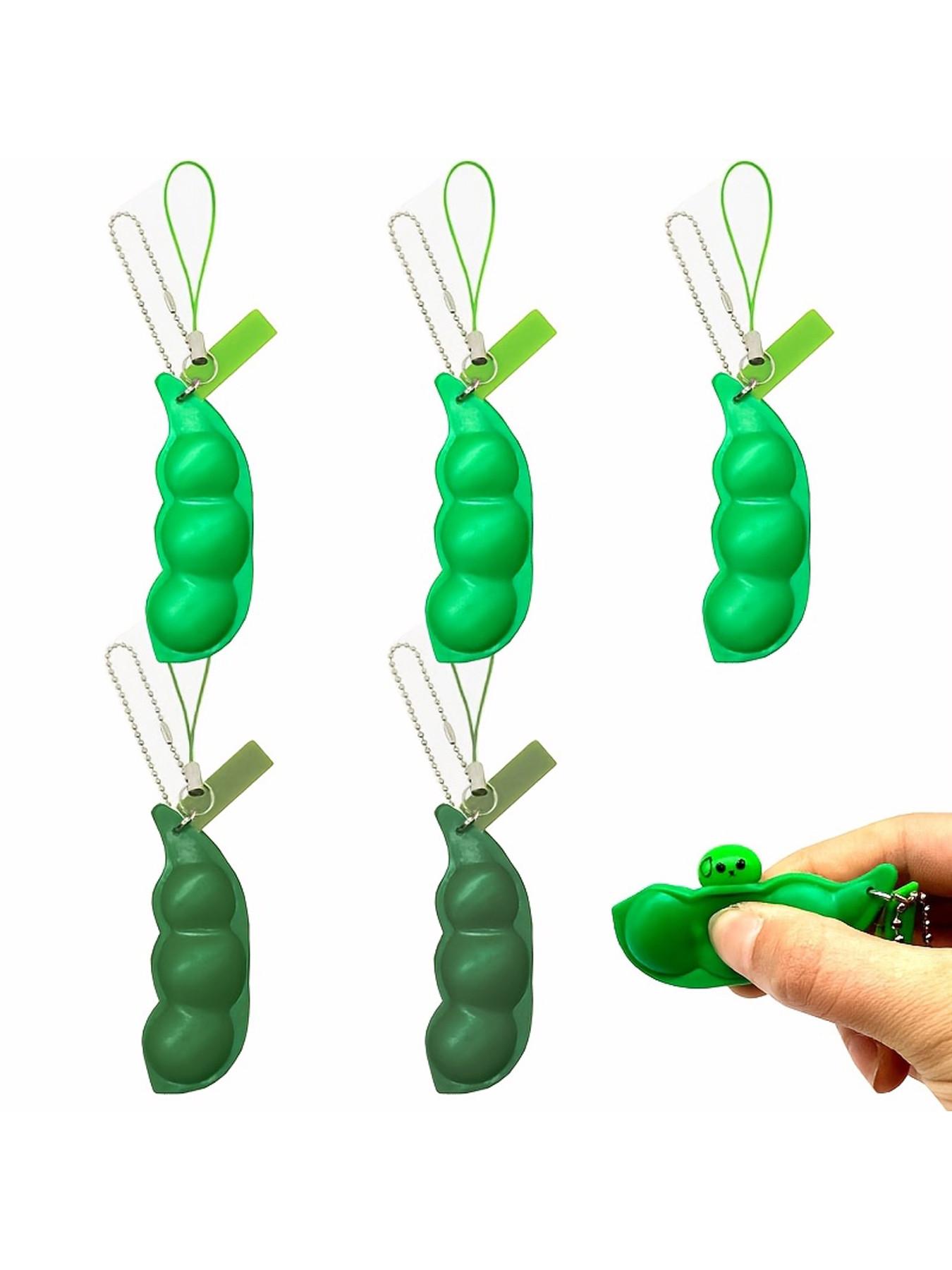 4pcs Creative Stress Relief Simulation Peas, Random Color Squeezable Bean Toys, Cute Cartoon Hanging Decorations, Fun Compression Playsets