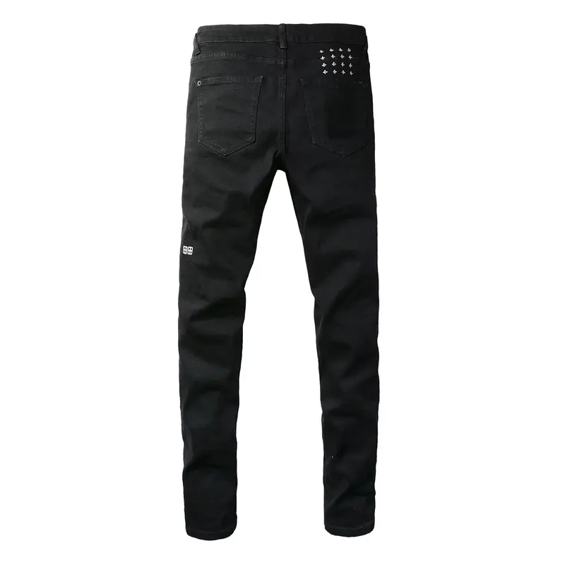 Men's Vintage School-Style Washed Distressed Ripped Slim Fit Casual Comfy Denim Trousers - Stretch, High-Quality, Below Knee Leisure Jeans with Pocket, All Season