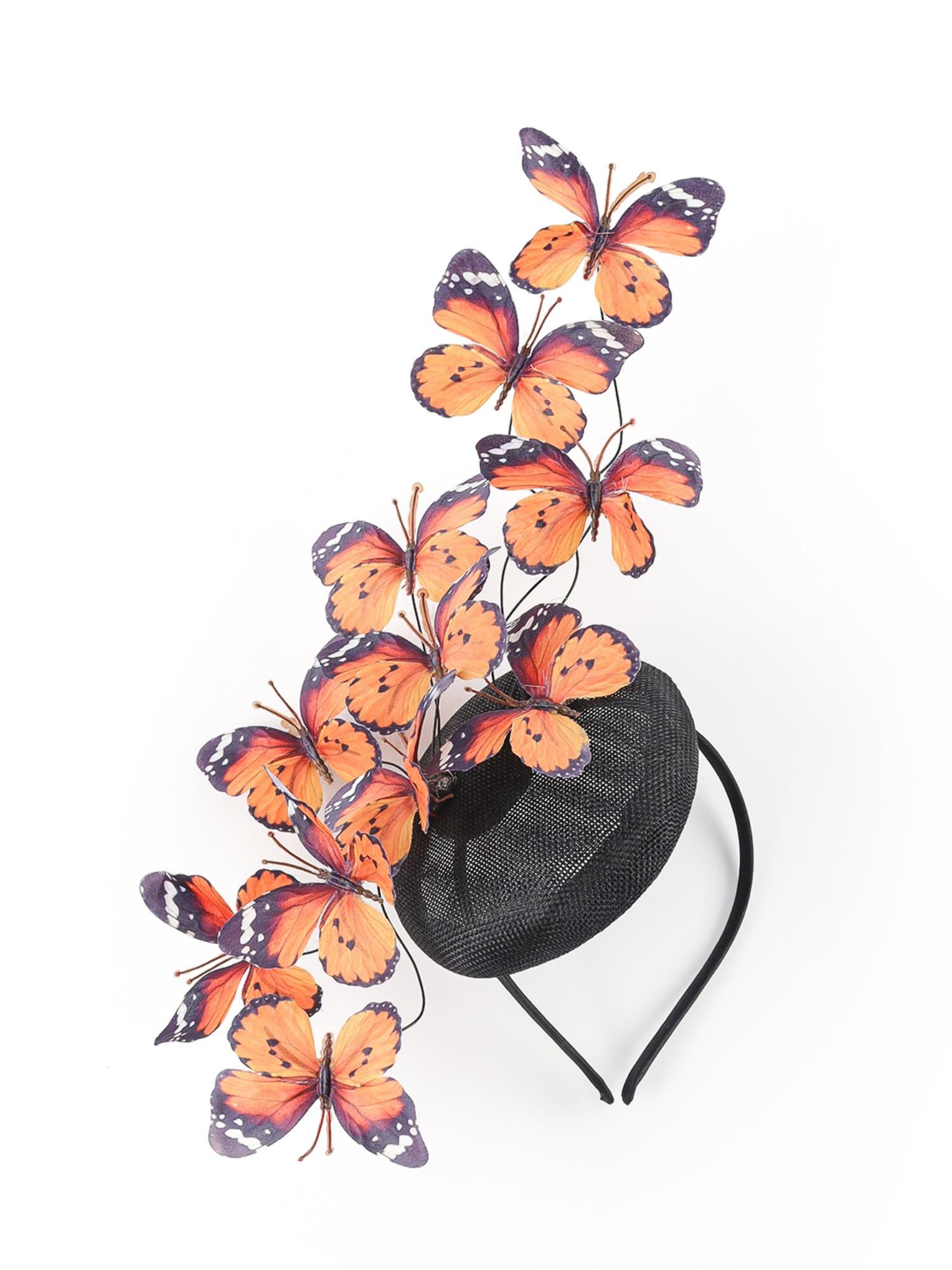 Butterfly Fascinator Hat Feather Tea Party Hat Monarch Butterfly Headband Fascinators for Wedding