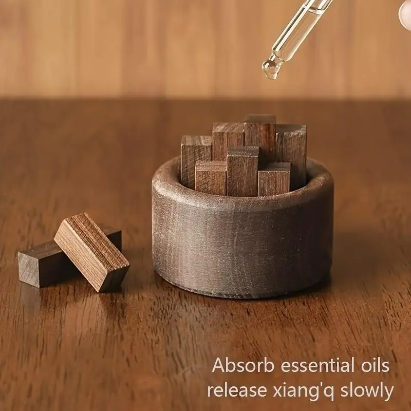 Wooden Diffuser Set, Round Wooden Stick Aroma Dispenser, Home Office Study Room, Slow Release Fragrance, No Flame No Battery, Decorative Essential Oil Holder