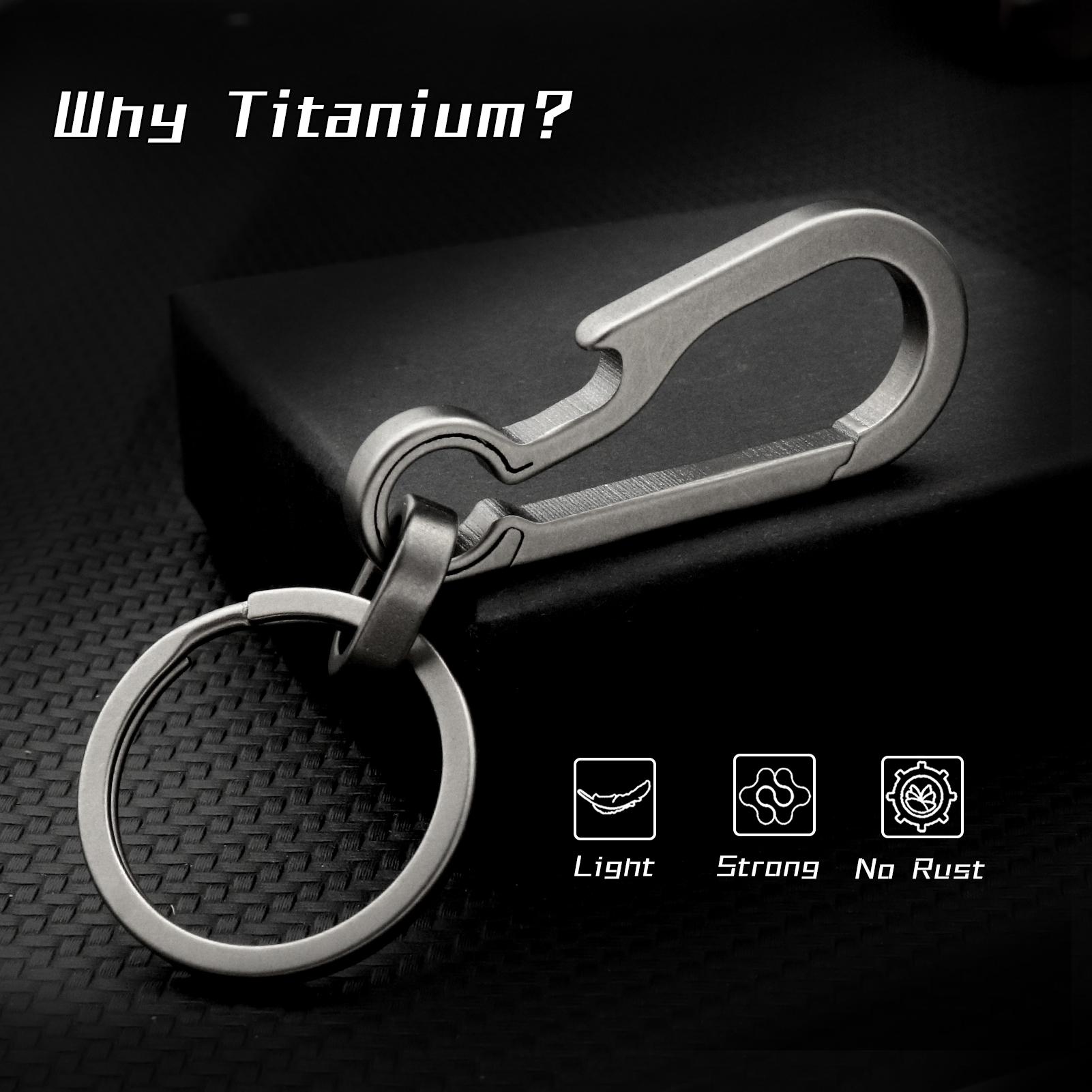PJYTAC Titanium Keychain Carabiner for Keys Titanium Key Clip Key Rings Heavy Duty Split Keyrings Titanium