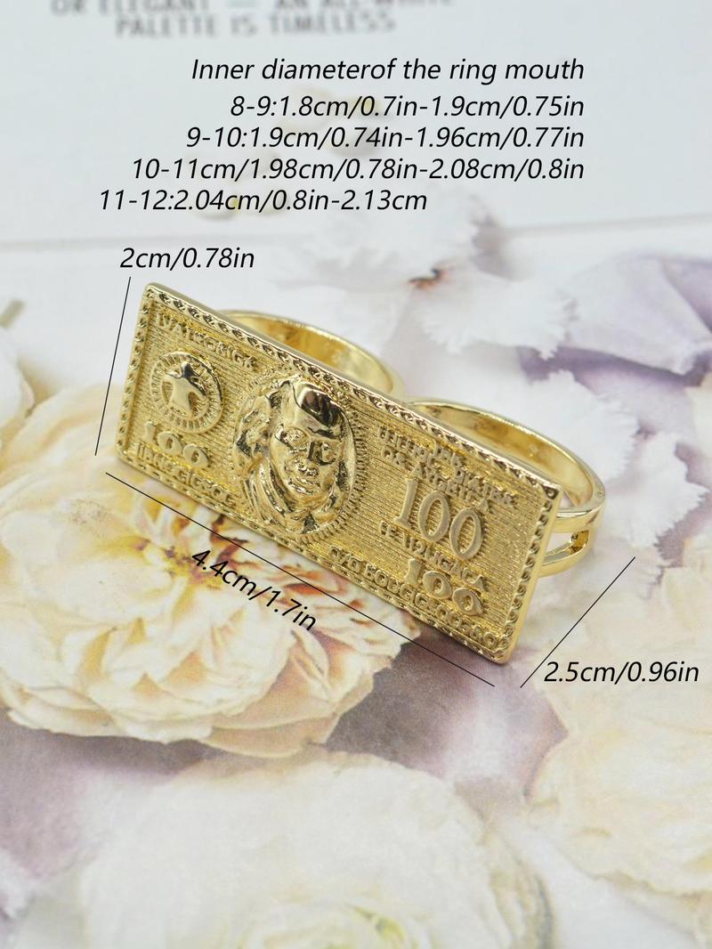 Men's Fashion Hip-Hop Dollar Bill Ring Set, Hollow Out Design, Perfect Gift for Men, Ideal for Daily Wear & Special Occasions
