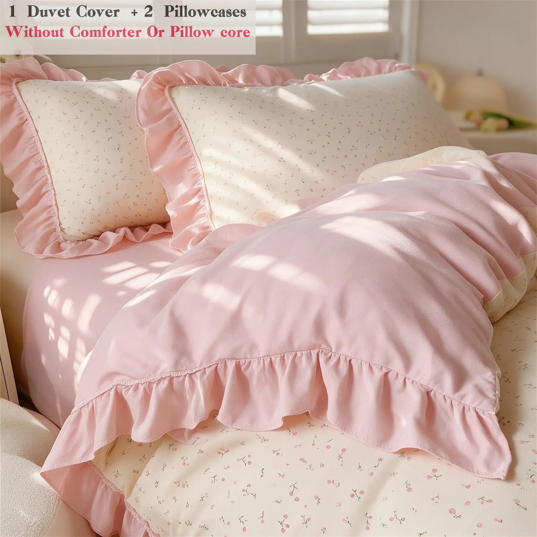 Cherry Leaf Trim Duvet Cover Set, Korean Style Three-Piece Set (1 Duvet Cover + 2 Pillowcases), Polka Dot Pattern, Classic Style, Comfy Bedding Set