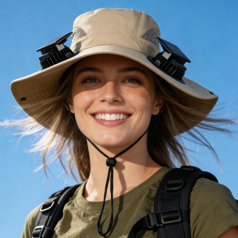 Solar Fan Hat, Equipped With Two Solar Fans, Unisex Wide-Brimmed Sun Hat, Solar Powered Hat, Usb/Solar Dual Power Supply, Three Wind Speed Settings, Rechargeable Battery, Men'S Fishing Hat, Suitable For Outdoor Hiking, Mountaineering, Travel And Camping.