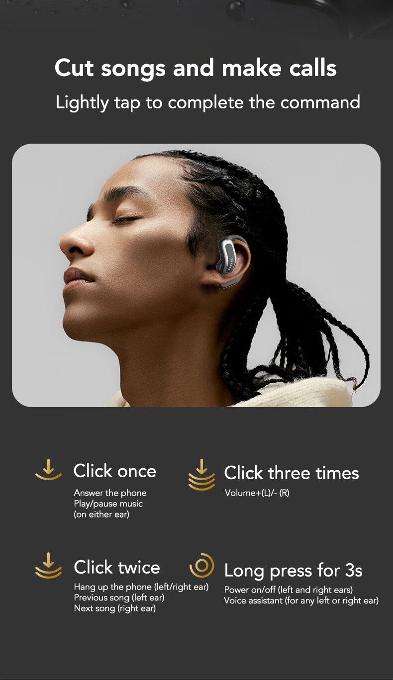 ERAZER XF21 Open Ear Headphones Bluetooth 5.4 HIFI Sound Quality Earbuds Support Playing Music Phone Calls Headsets Built-in Mic