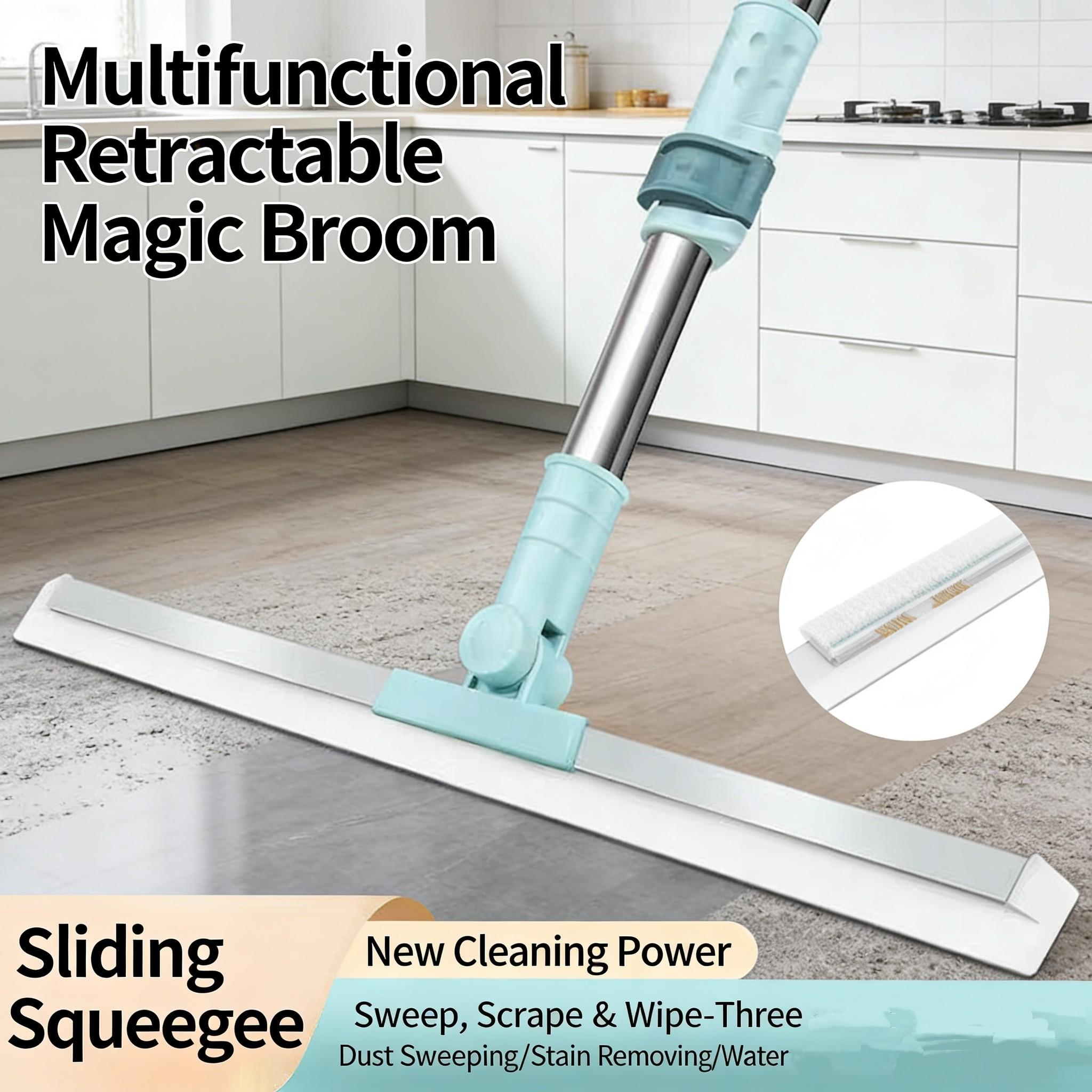 Home Extendable Silicone Magic Broom, Multi-Functional Dry Wet Use Scraper, Ergonomic Handle, Quick Drain Dust-Free Cleaning Tool