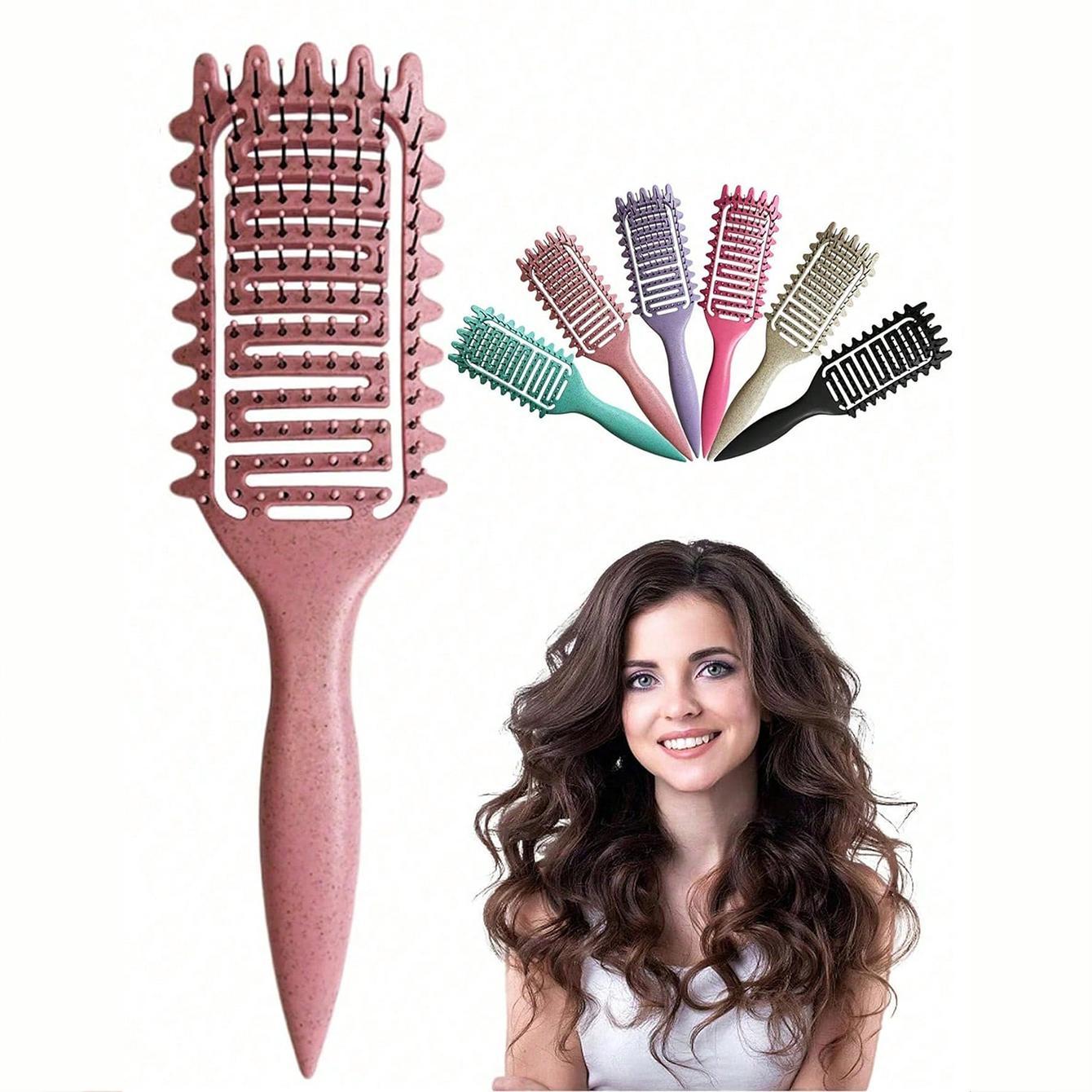 Vented Curl-Defining Brush, Curl Styling Brush, Curly Hair Detangler Brush for Curly, Wavy & Coily Hair, Airflow Comb for Fast Drying, Curl-Enhancing & Edge Lift, Detangling Brush for Wet & Dry Hair, Ideal for Travel, Home and Salon