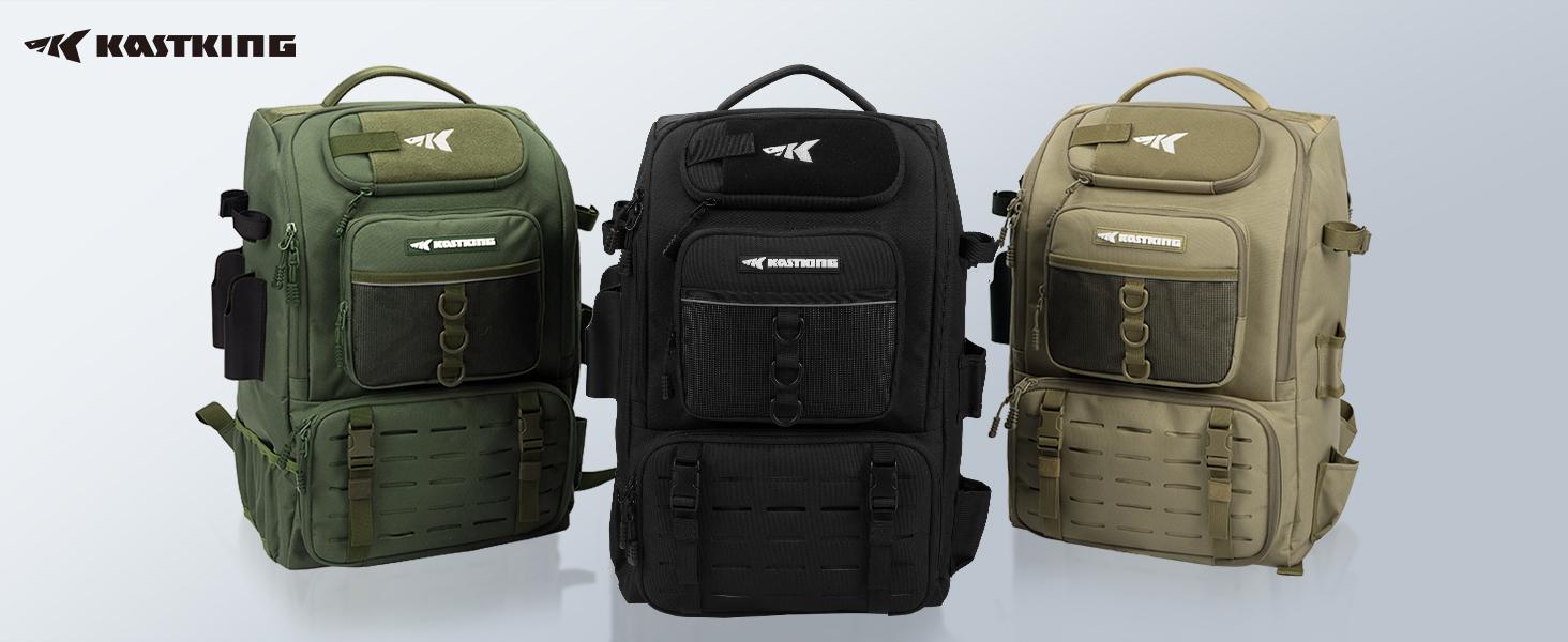 KastKing Karryall Fishing Tackle Backpack with Rod Holders 4 Tackle Boxes, 40L Fishing Bag Storage Fishing Gear and Equipment