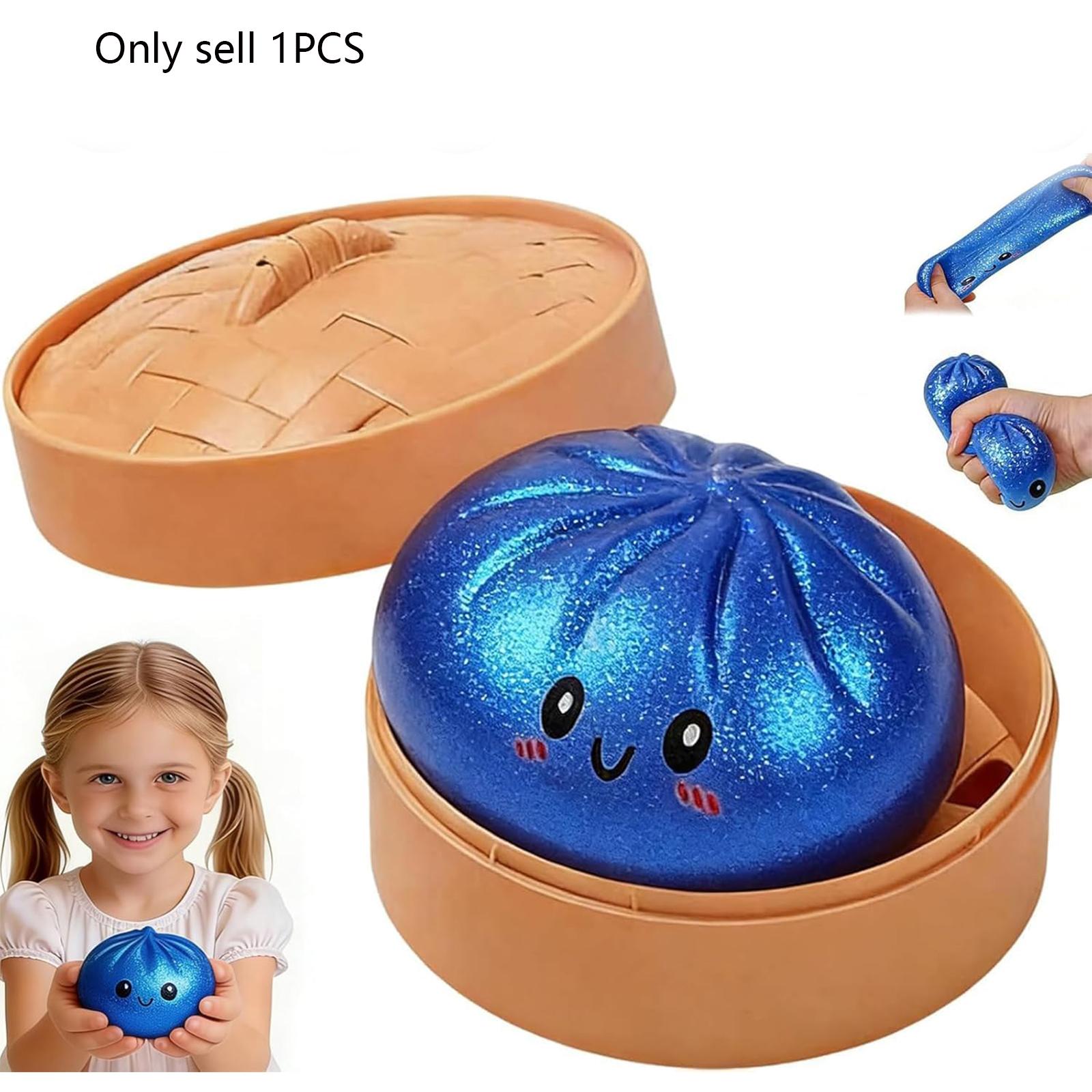 Dumpling Squishies, Mystery Glitter Dumpling Squishies Box, Colorful Dumplings Stress Balls Fidget Sensory Toy, Soft Squeeze Decompression Dough for Anxiety Relief Fidget, Kids Easter Basket Stuffers