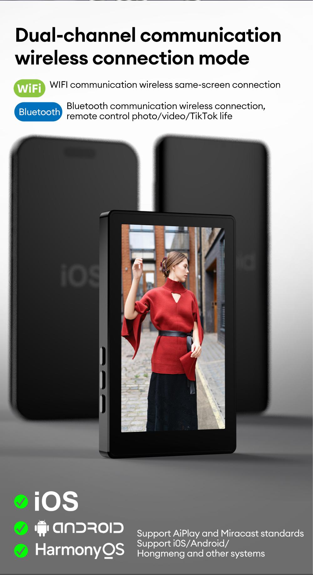 MGALL T20 Magnetic Wireless Self Display, Perfect for Content Creation, Selfies, Videos, Live Broadcasts, Adjustable Screen Ratio, Compatible with iOS, Android & HarmonyOS Mobile Phones