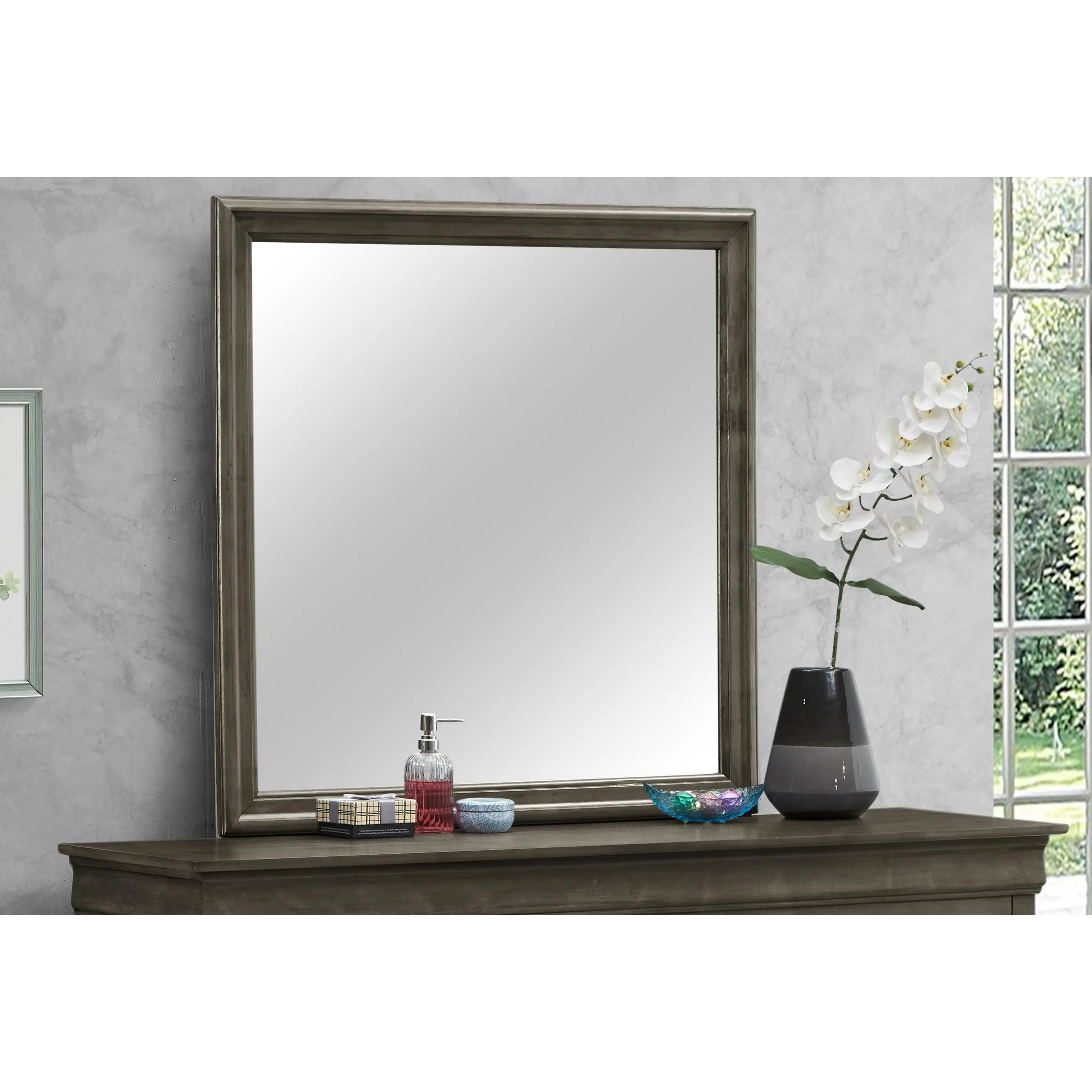 ARCH Louis Phillipe Gray Wall Mirror - Modern Decorative Mirror for Home Decor, Living Room, Bedroom, Bathroom, Entryway, Hallway, Dressing Mirror, Full Length Mirror, Wall Mounted Mirror, Stylish Accent Mirror, 1 Pack, Home Furniture and Household