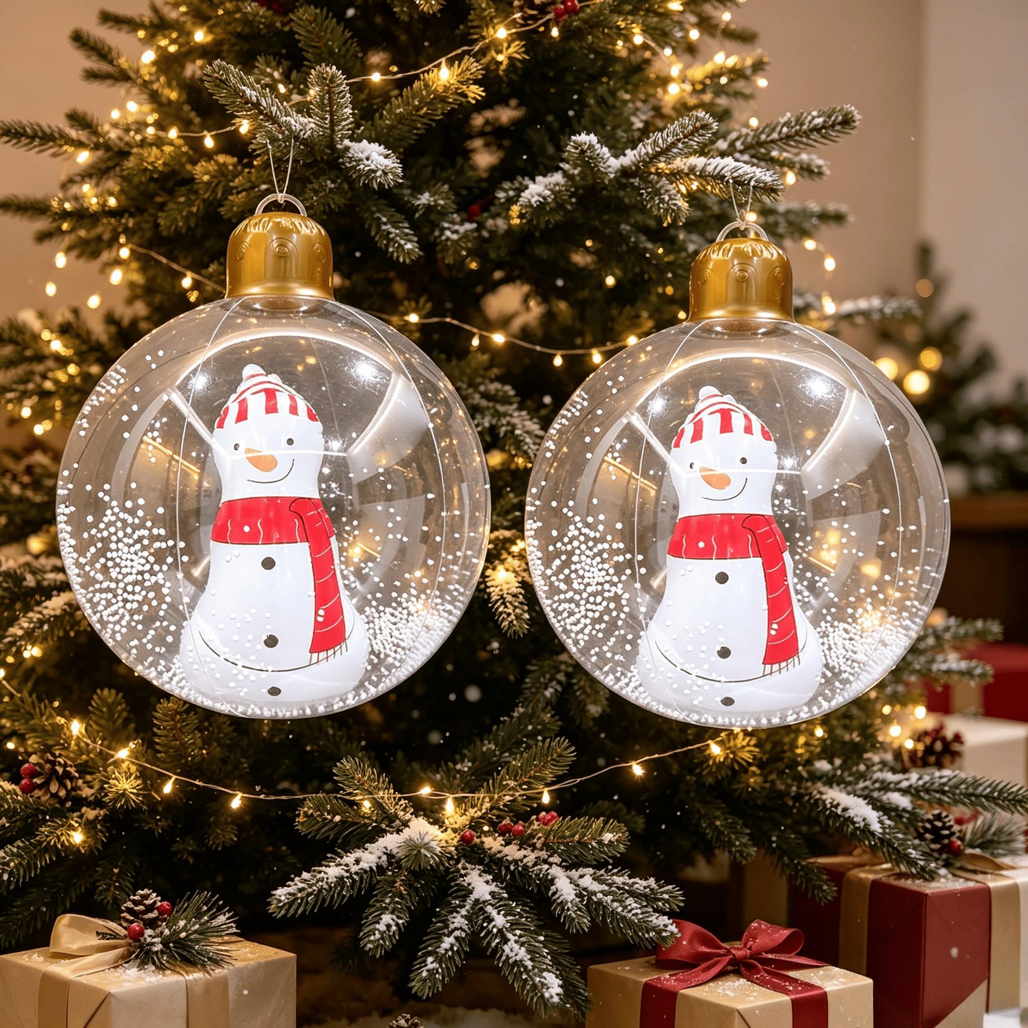 2pcs Christmas Inflatable Balls, Outdoor Giant PVC Decorations, Holiday Decoration for Tree, Garden, Front Door, 23x20 Inches