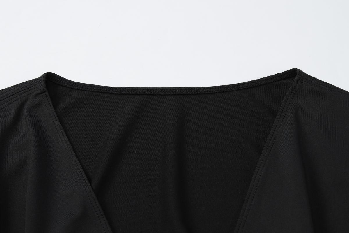 Women's Plain Split Short Sleeves Tie-back V Neck T-shirt Top, Solid Color Ruched Lace-up Slim Fit Crop Top, Party Club Date Holiday Music Festival Daily Casual Tshirts Tees Blouse Shirt Tops For Ladies All Seasons Summer Fashion Clothes Wear Basic