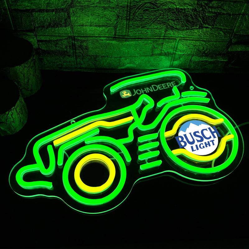 Vintage Tractor Neon Sign - USB Powered, Dimmable, Wall-Mounted, Personalized Cute Green Vehicle LED Light for Home Man Cave Garage Bar Bedroom Birthday Gift for Boys Men Neon Lights