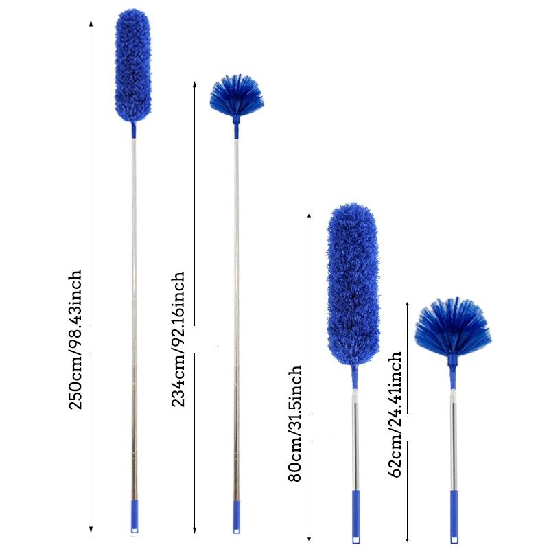 Cobweb Duster with Extension Pole, Washable Cleaning Duster Kit with 2 Heads, Telescoping Pole for Ceiling Fan, Corner Brush Included