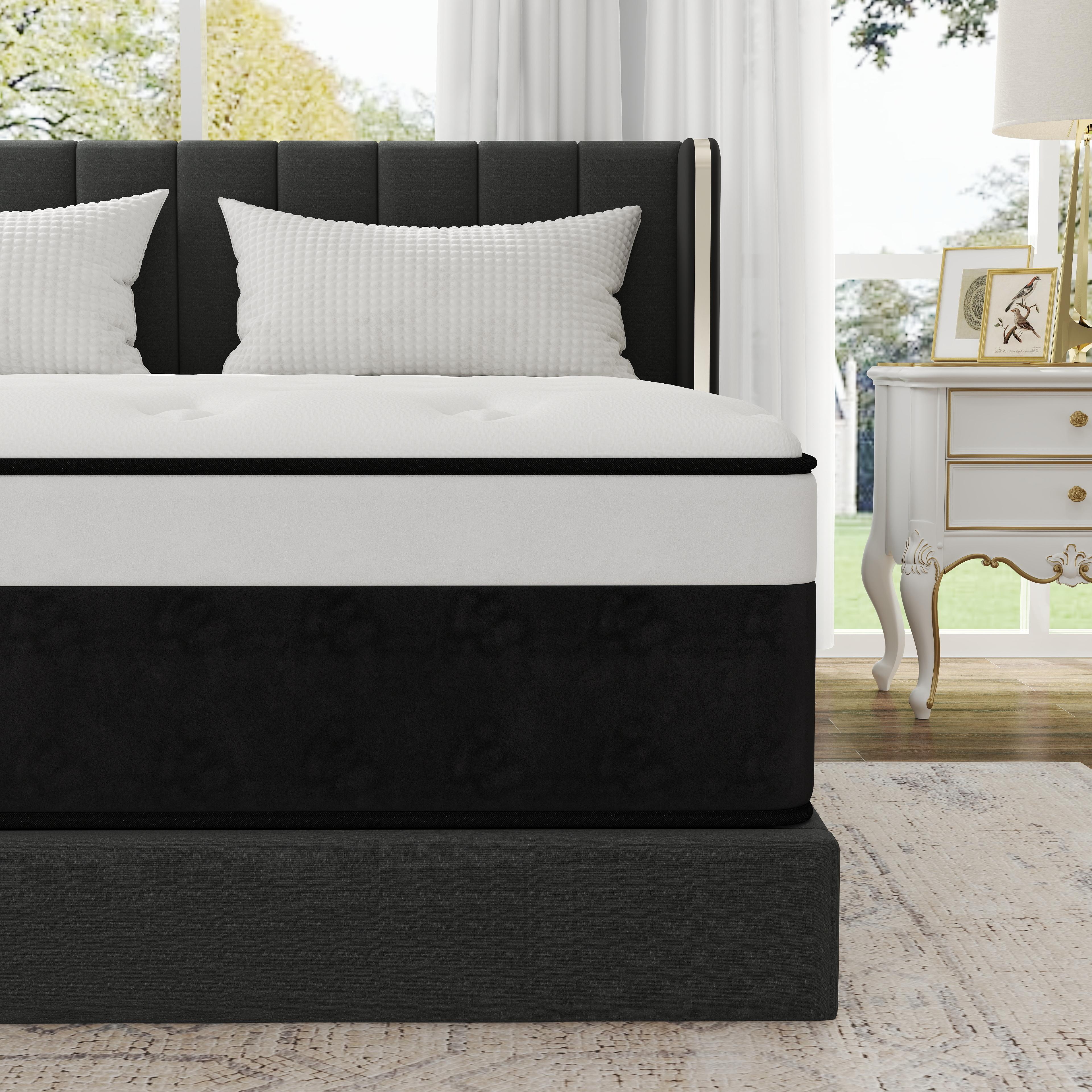 BOMASS 10" 12" 14" Mattress Twin Full Queen King Size-Memory Foam Hybrid Pocket Spring Medium Firm Mattresses Bed in A Box
