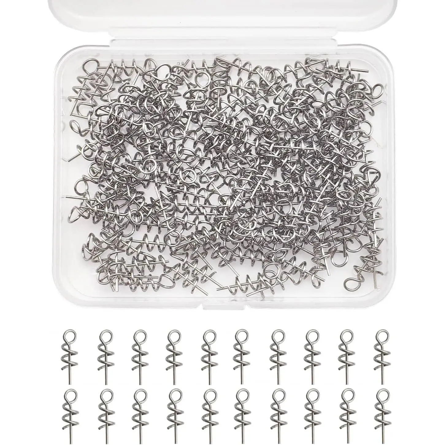 Twist Lock Hook Centering Pin Spring for Fishing Worm Hook Soft Lure  Screws 150 count/box - Length 0.6in-1.4in