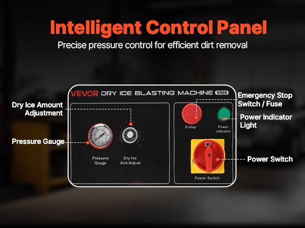 VEVOR Dry Ice Blasting Machine, 16.5LBS (7.5KG) Capacity Dry Ice Cleaning Machine with 4 Nozzles, Adjustable Pressure Dry Ice Amount, Movable Blaster Cleaner for Auto Ship Aviation Chemical, 120V