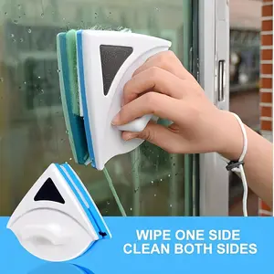 Double-Sided Magnetic Window Squeegee Cleaner - Free & Scratch-Free Glass Cleaning Tool with Loop Handle, Compatible with 3-8mm Single-Layer Glass (0.12-0.31in) - Ideal for Home, Kitchen, Bathroom, Shower Doors & Mirrors - Durable Plastic Design wit
