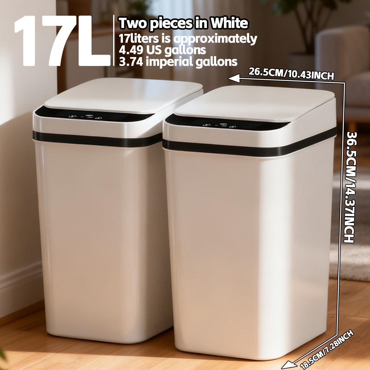 1-3 Pack 17L Kitchen Touchless Trash Cans with Infrared Sensor, One-Touch Always-Open, Wave/Knee/Kick-to-Open, 0.1s Sensing, Silent Lid, Odor Isolation, Requires 2 AA Batteries (Not Included), for Home/Office/School, Smart Trash Can