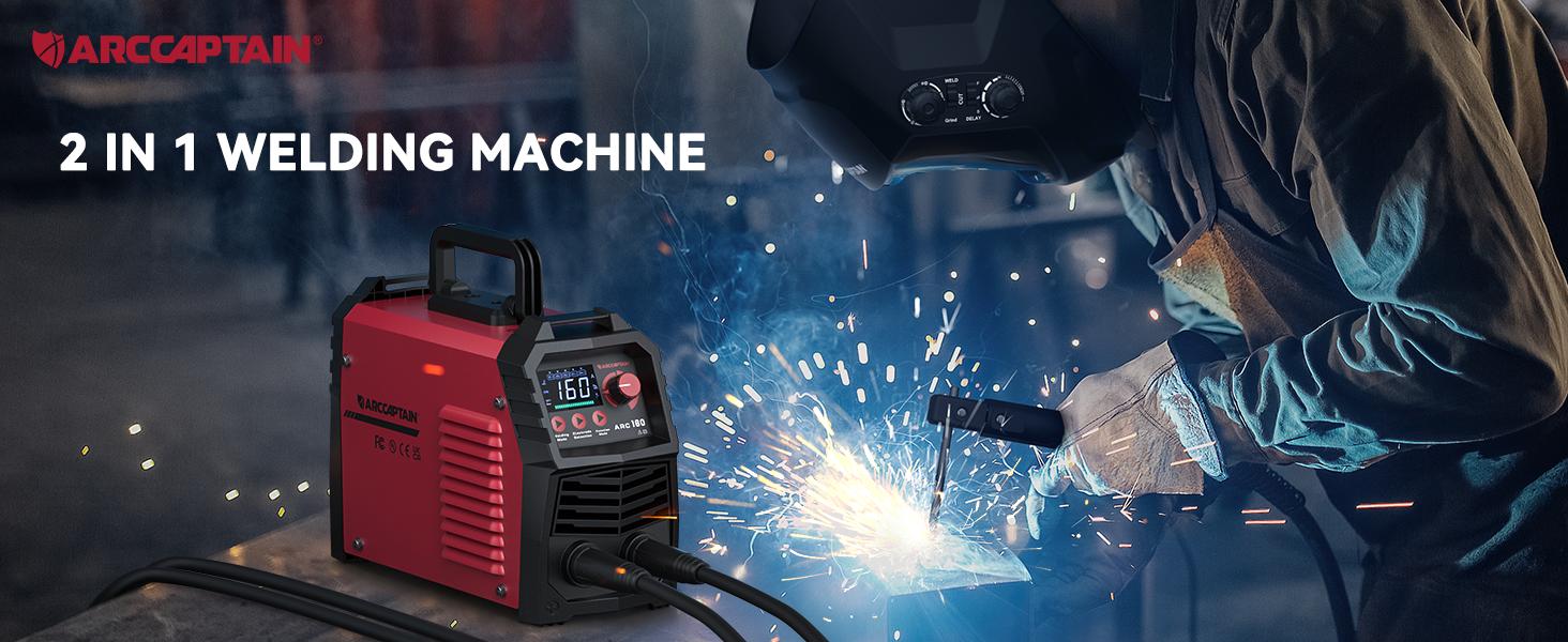 ARCCAPTAIN ARC160 110V/220V Stick Welder, [Large LED Display] 160Amp ARC Welding Machine with Synergic Control, IGBT Inverter Portable MMA Welder Machine with Lift Tig Hot Start, Arc force and Anti-Stick