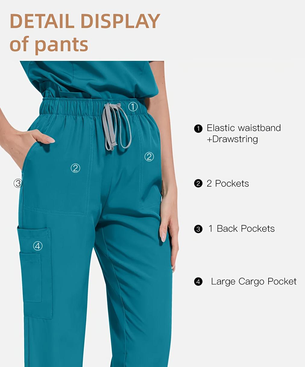 Ladies Healthcare Scrub Set with Multi-Pockets, Breathable Quick-Dry Wrinkle-Resistant Fabric, Casual Loose-Fitting Design for Home and Clinic Ladies Healthcare Scrub Set with Multi-Pockets, Breathable Quick-Dry Wrinkle-Resistant Fabric, Casual Loose-Fitting Design for Home and Clinic